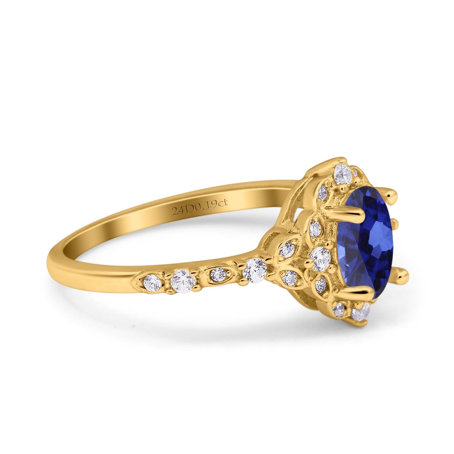 14K Yellow Gold Oval Nano Blue Sapphire 0.95ct G SI Diamond Engagement Ring Size 6.5