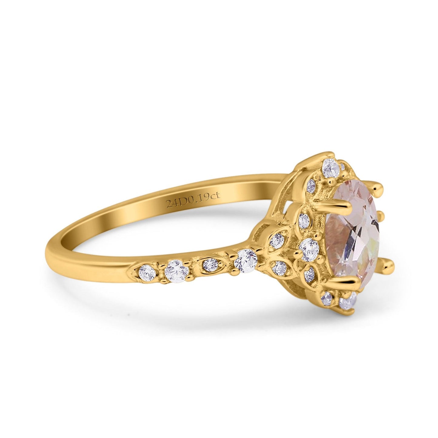 14K Yellow Gold Oval Natural Morganite 0.95ct G SI Diamond Engagement Ring Size 6.5