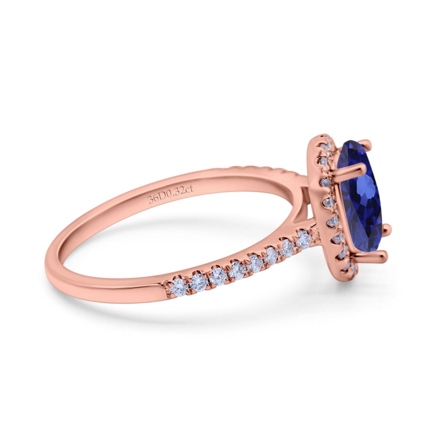 14K Rose Gold 0.93ct Oval Nano Blue Sapphire G SI Diamond Engagement Ring Size 6.5