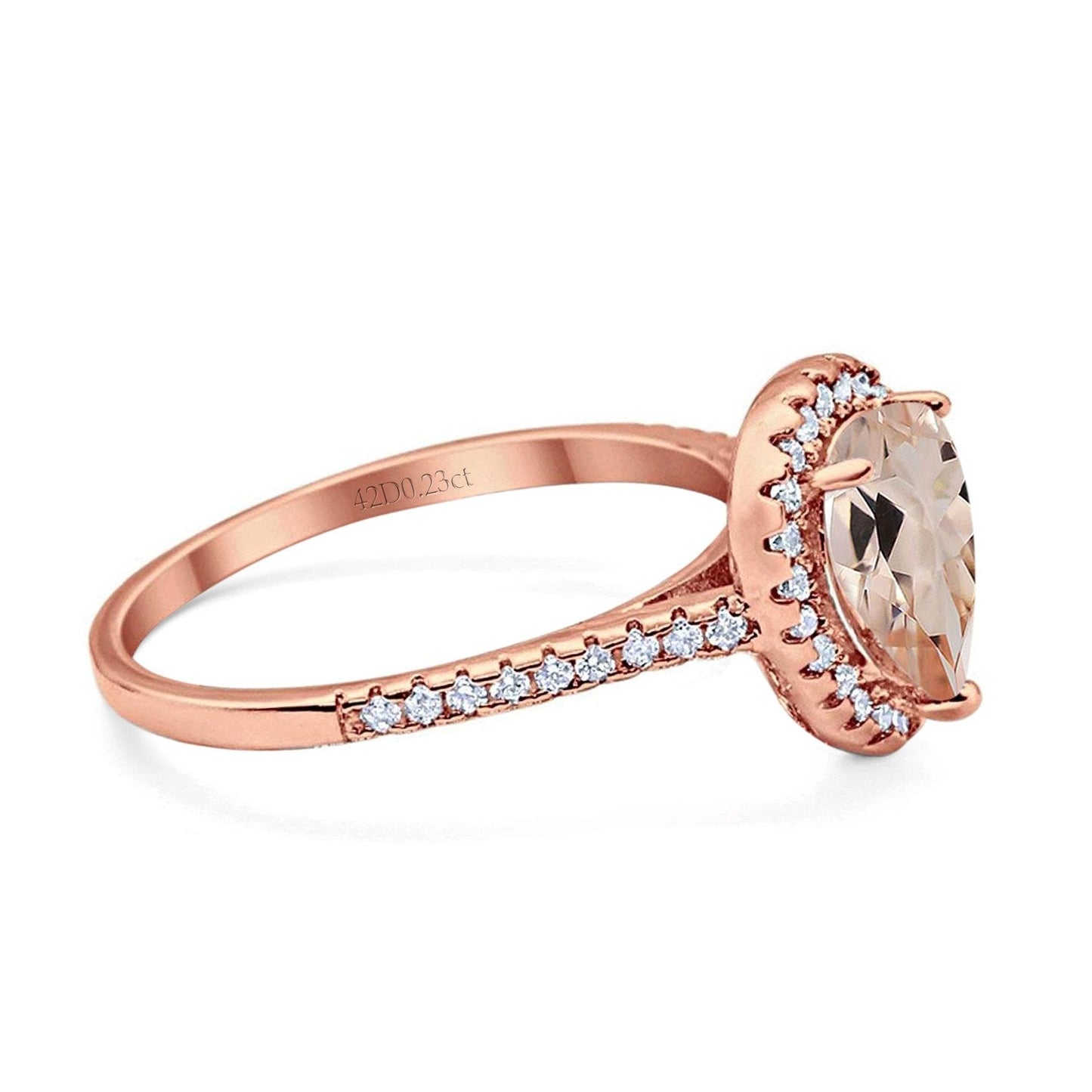 Bague de fiançailles en or rose 14 carats, 1,48 ct, forme poire, 8 mm x 6 mm, diamant morganite naturel G SI, taille 6,5