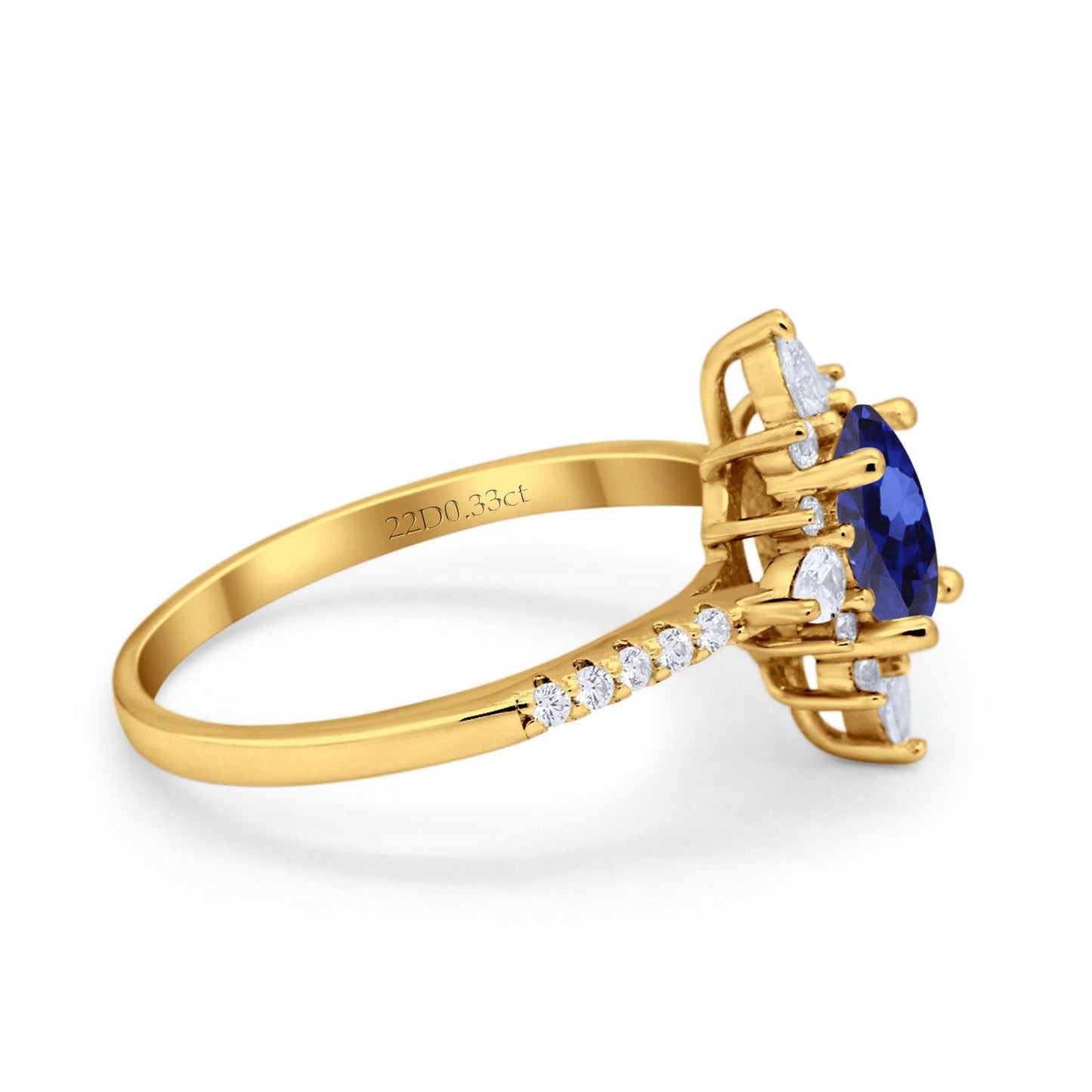 14K Yellow Gold 1.54ct Vintage Oval 8mmx6mm G SI Lab Blue Sapphire Diamond Engagement Wedding Ring Size 6.5