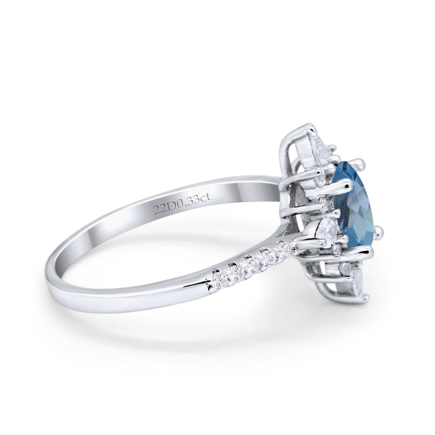 14K White Gold 1.54ct Vintage Oval 8mmx6mm G SI London Blue Topaz Diamond Engagement Wedding Ring Size 6.5