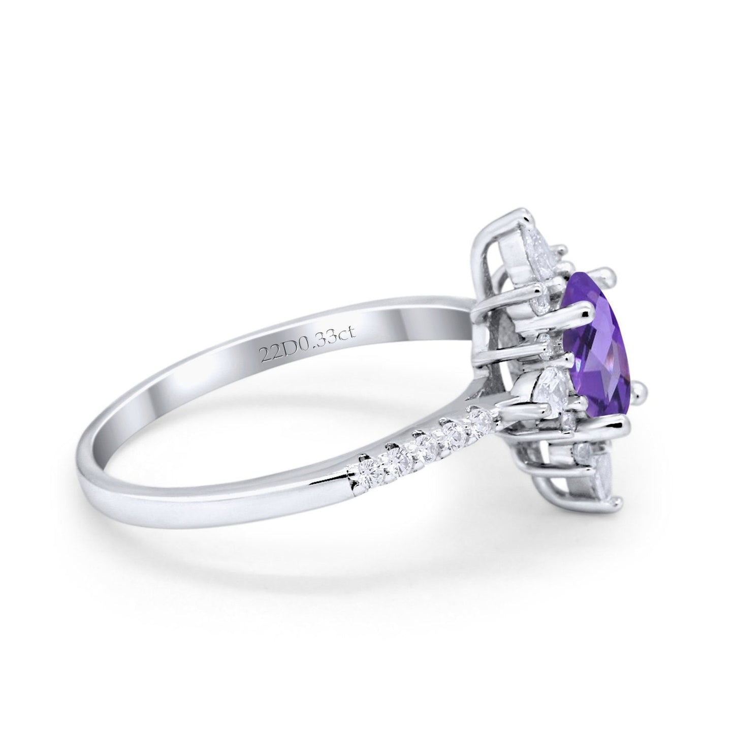 14K White Gold 1.54ct Vintage Oval 8mmx6mm G SI Natural Amethyst Diamond Engagement Wedding Ring Size 6.5