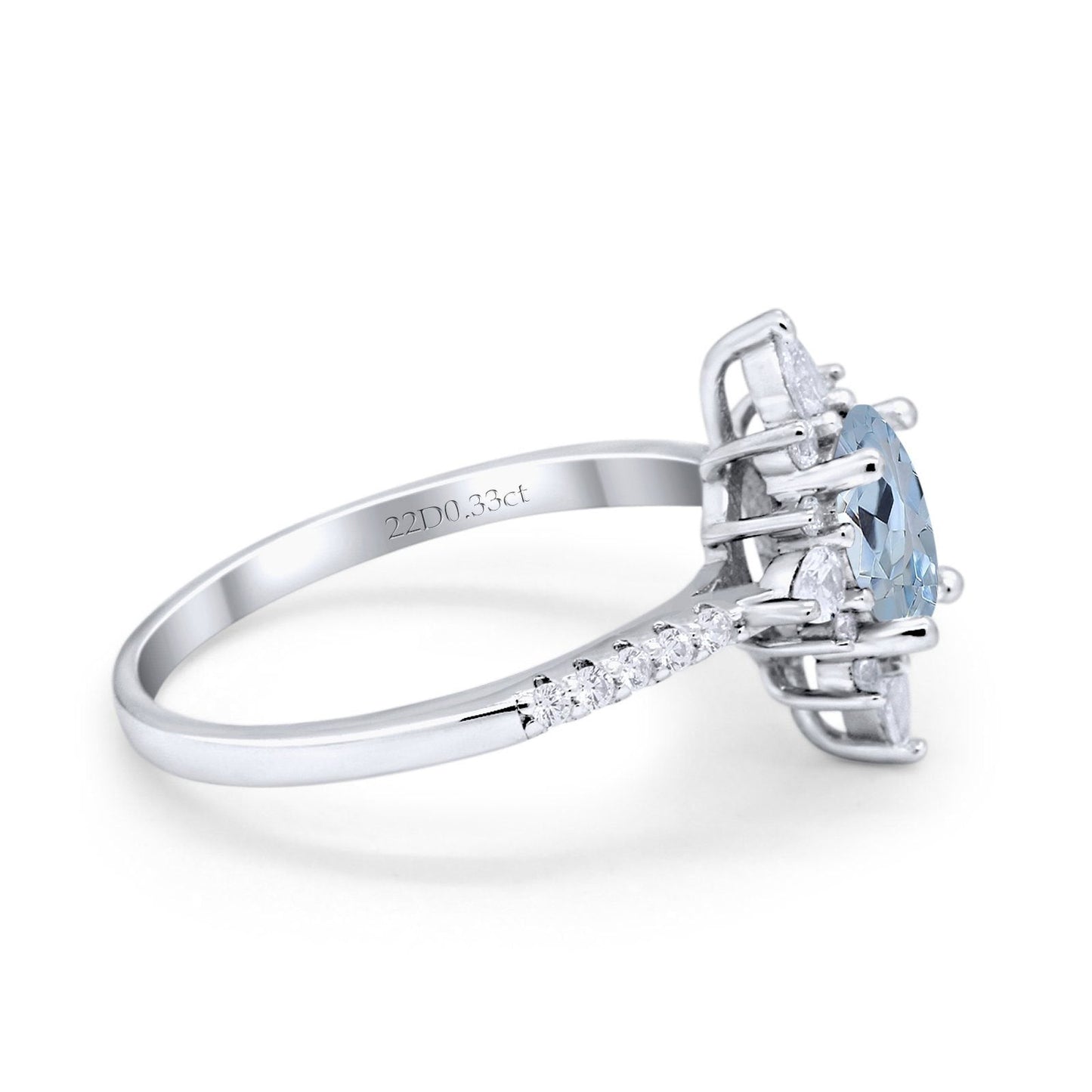 14K White Gold 1.54ct Vintage Oval 8mmx6mm G SI Natural Aquamarine Diamond Engagement Wedding Ring Size 6.5