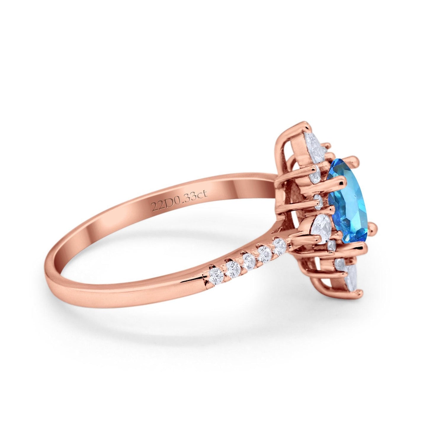 14K Rose Gold 1.54ct Vintage Oval 8mmx6mm G SI Natural Blue Topaz Diamond Engagement Wedding Ring Size 6.5