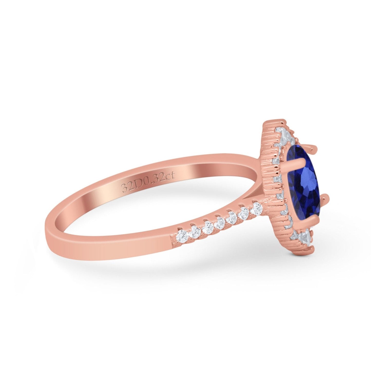 14K Rose Gold 1.53ct Oval Nano Blue Sapphire G SI Diamond Engagement Ring Size 6.5