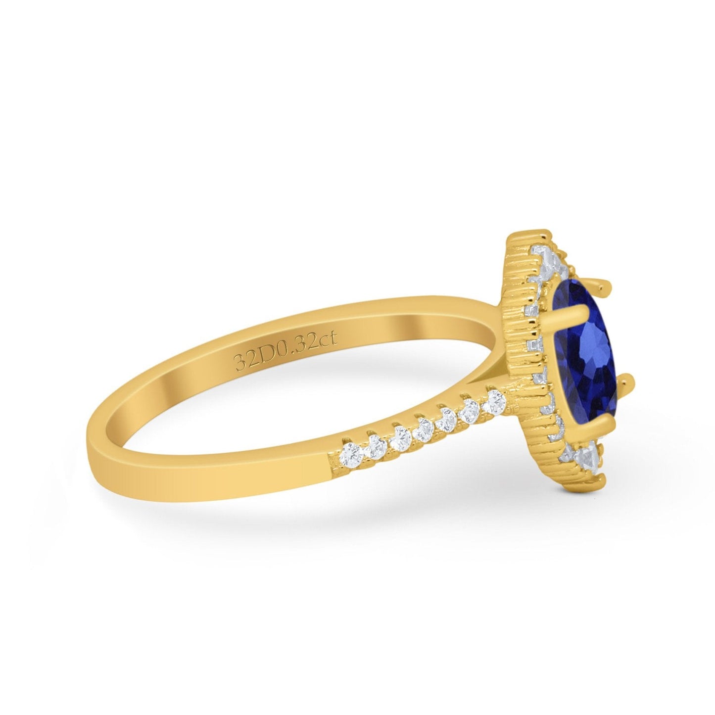 14K Yellow Gold 1.53ct Oval Nano Blue Sapphire G SI Diamond Engagement Ring Size 6.5