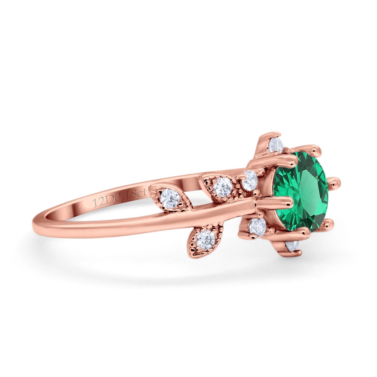 14K Rose Gold Round Nano Emerald G SI 1.02ct Diamond Engagement Ring Size 6.5