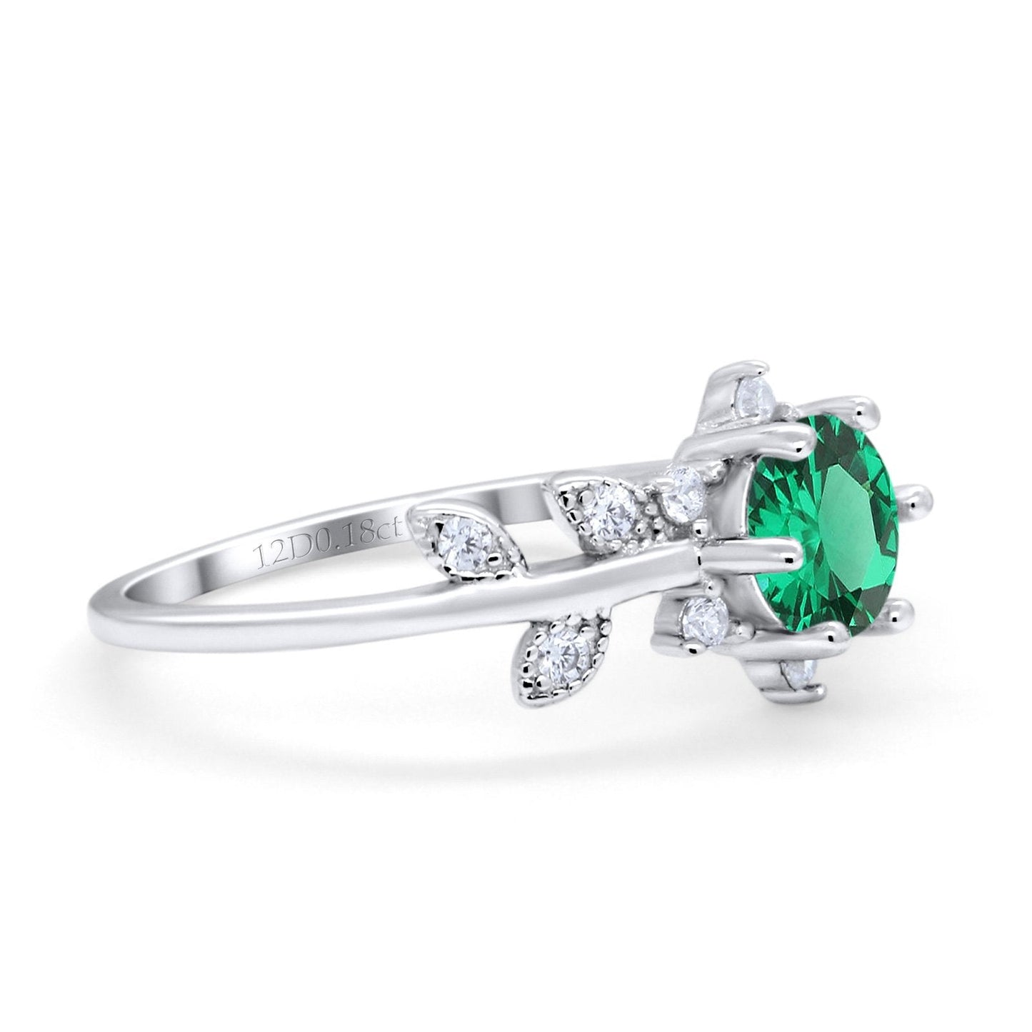 14K White Gold Round Nano Emerald G SI 1.02ct Diamond Engagement Ring Size 6.5