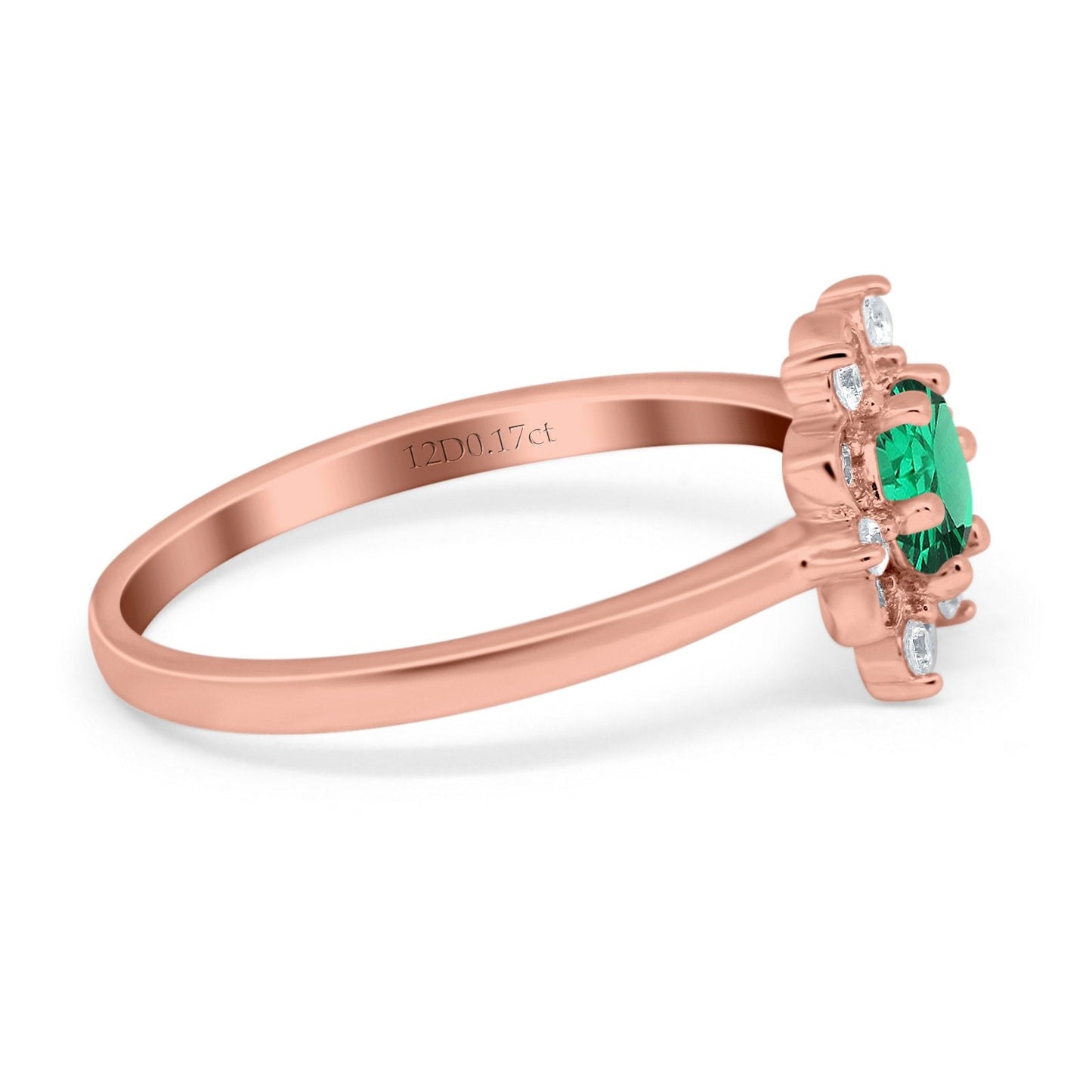 14K Rose Gold 1.01ct Round 6mm G SI Nano Emerald Diamond Engagement Wedding Ring Size 6.5