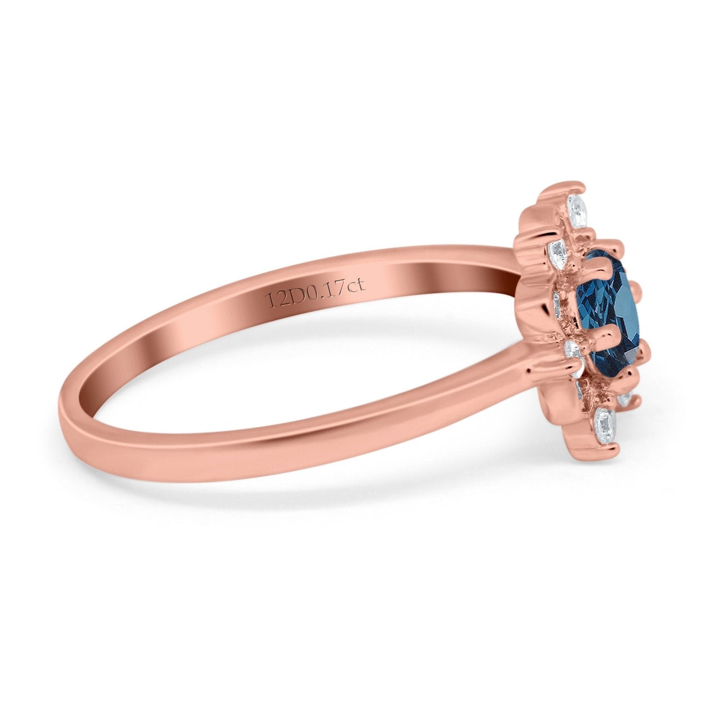 14K Rose Gold 1.01ct Round 6mm G SI London Blue Topaz Diamond Engagement Wedding Ring Size 6.5