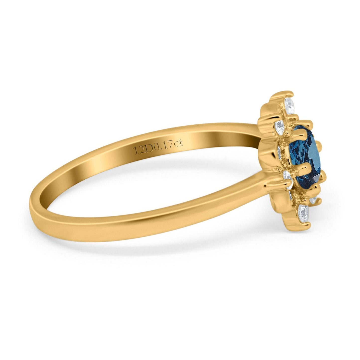 14K Yellow Gold 1.01ct Round 6mm G SI London Blue Topaz Diamond Engagement Wedding Ring Size 6.5