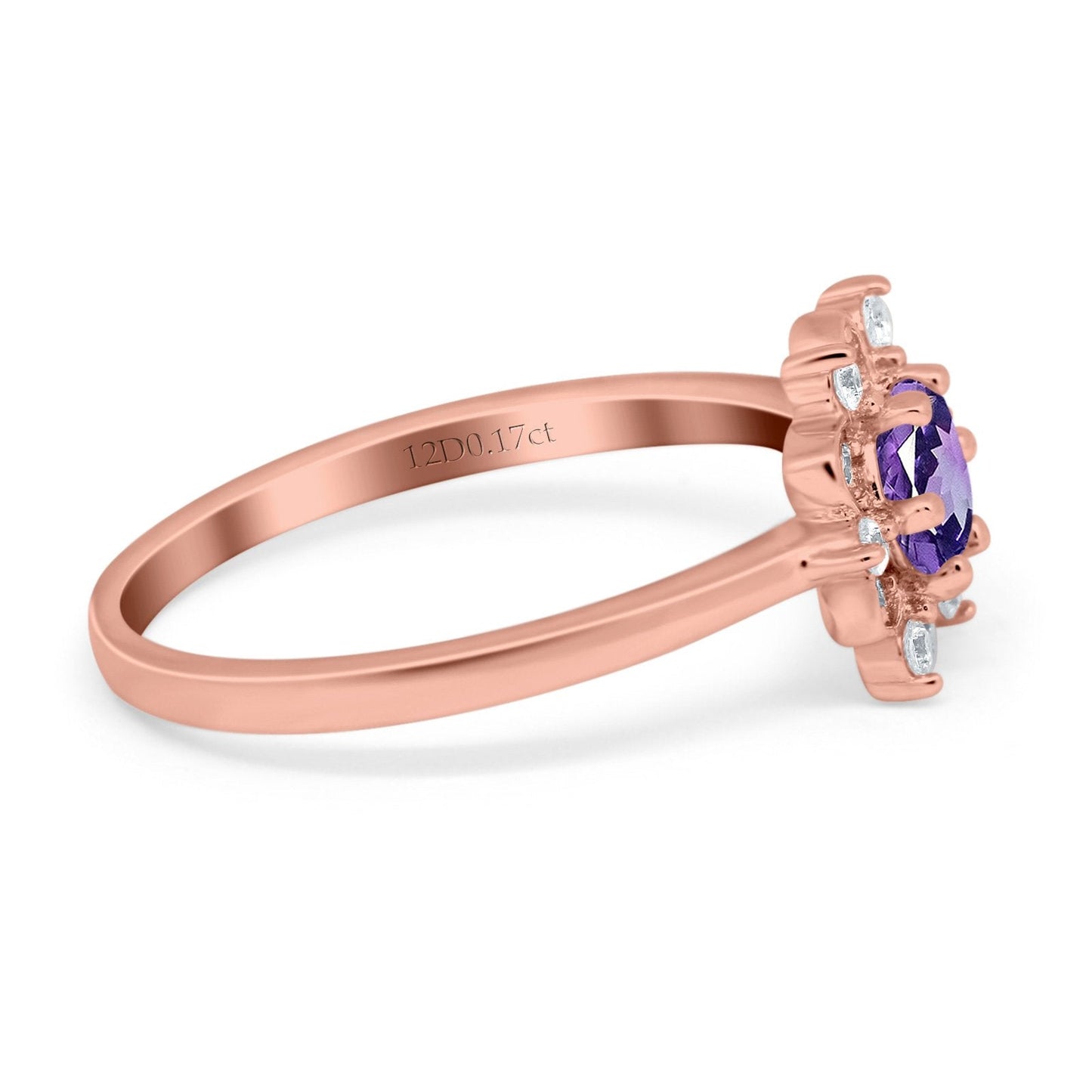 14K Rose Gold 1.01ct Round 6mm G SI Natural Amethyst Diamond Engagement Wedding Ring Size 6.5