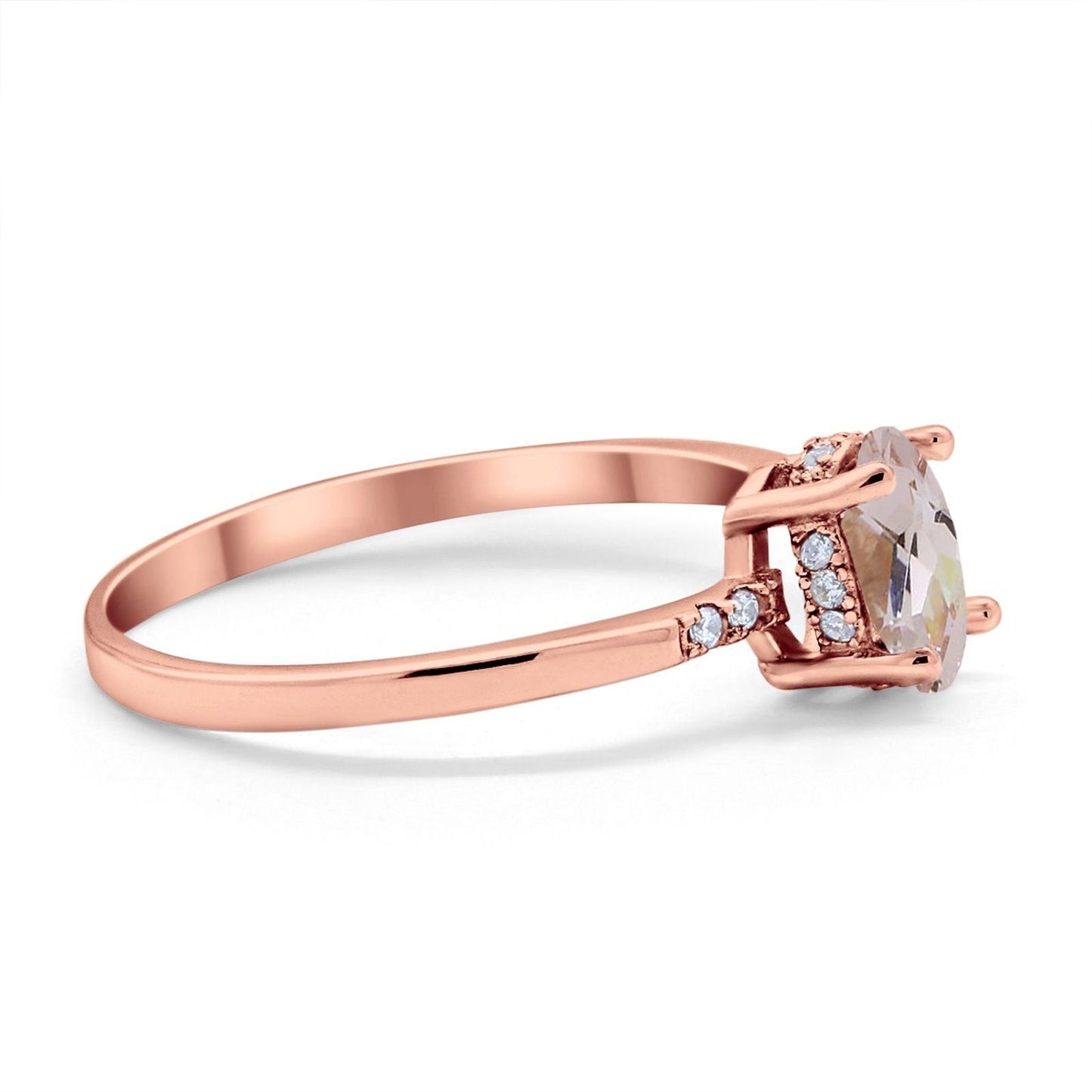 14K Rose Gold 1.28ct Oval 8mmx6mm G SI Natural Morganite Diamond Engagement Wedding Ring Size 6.5