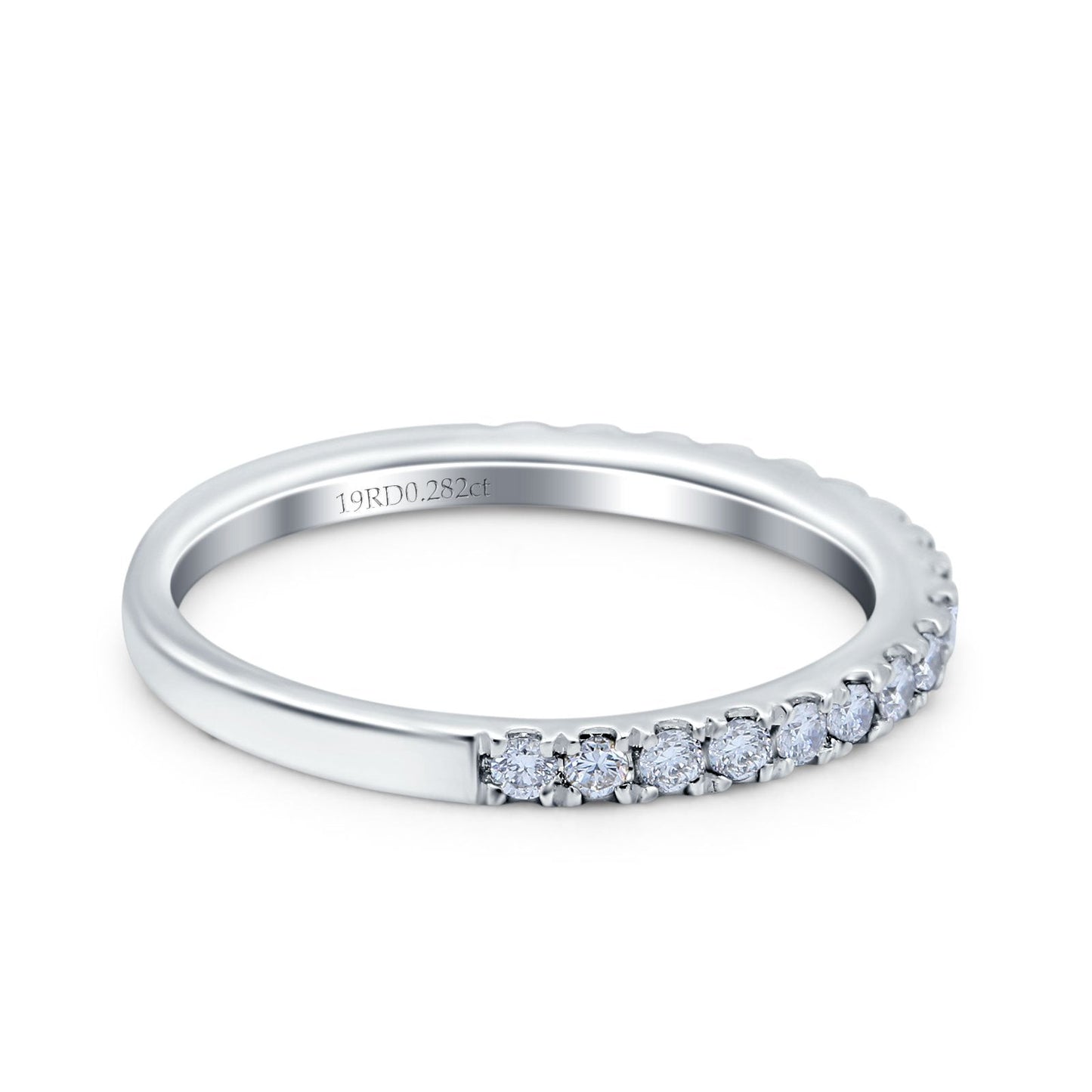 14K White Gold 0.28ct Diamond Half Eternity Round 2mm Stacking Band Engagement Ring Size 6.5