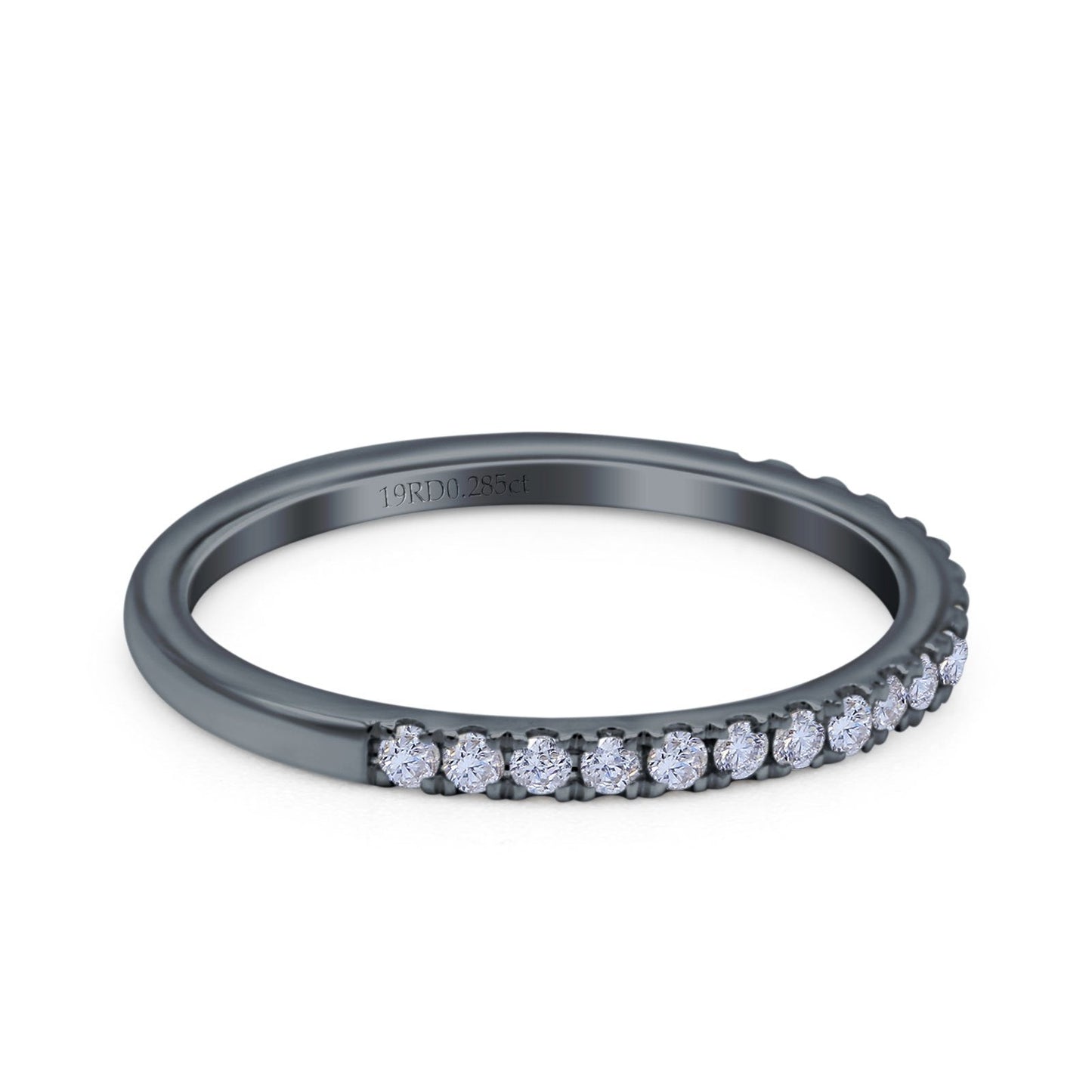 14K Black Gold 0.28ct Round 1.6mm G SI Stacking Half Eternity Diamond Bands Engagement Wedding Ring Size 6.5