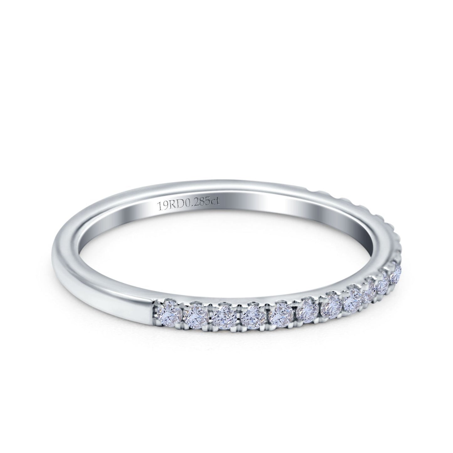 14K White Gold 0.28ct Round 1.6mm G SI Stacking Half Eternity Diamond Bands Engagement Wedding Ring Size 6.5