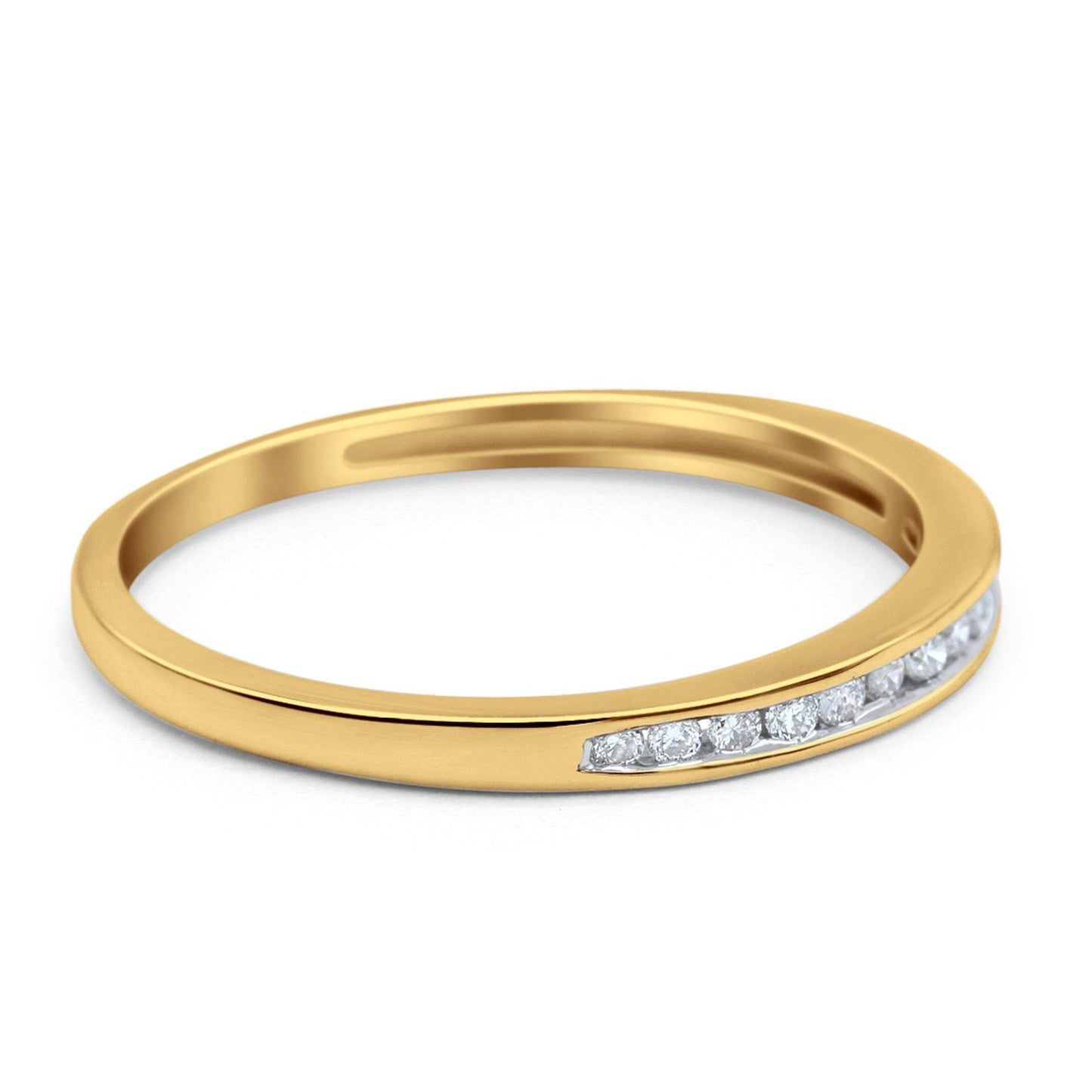 14K Yellow Gold 0.13ct Round 3mm G SI Half Eternity Diamond Engagement Wedding Ring Size 6.5