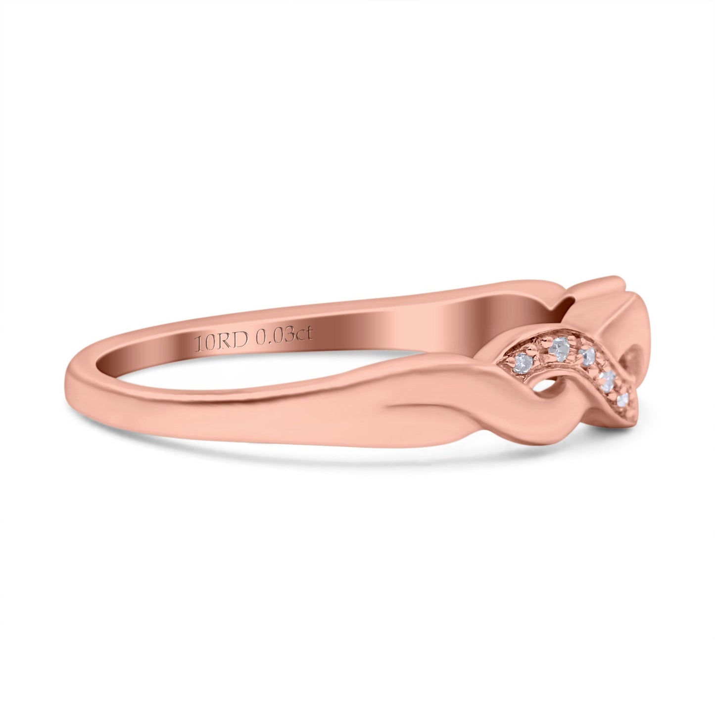 14K Rose Gold 0.03ct Round 4.5mm Infinity Band G SI Half Eternity Diamond Engagement Wedding Ring Size 6.5