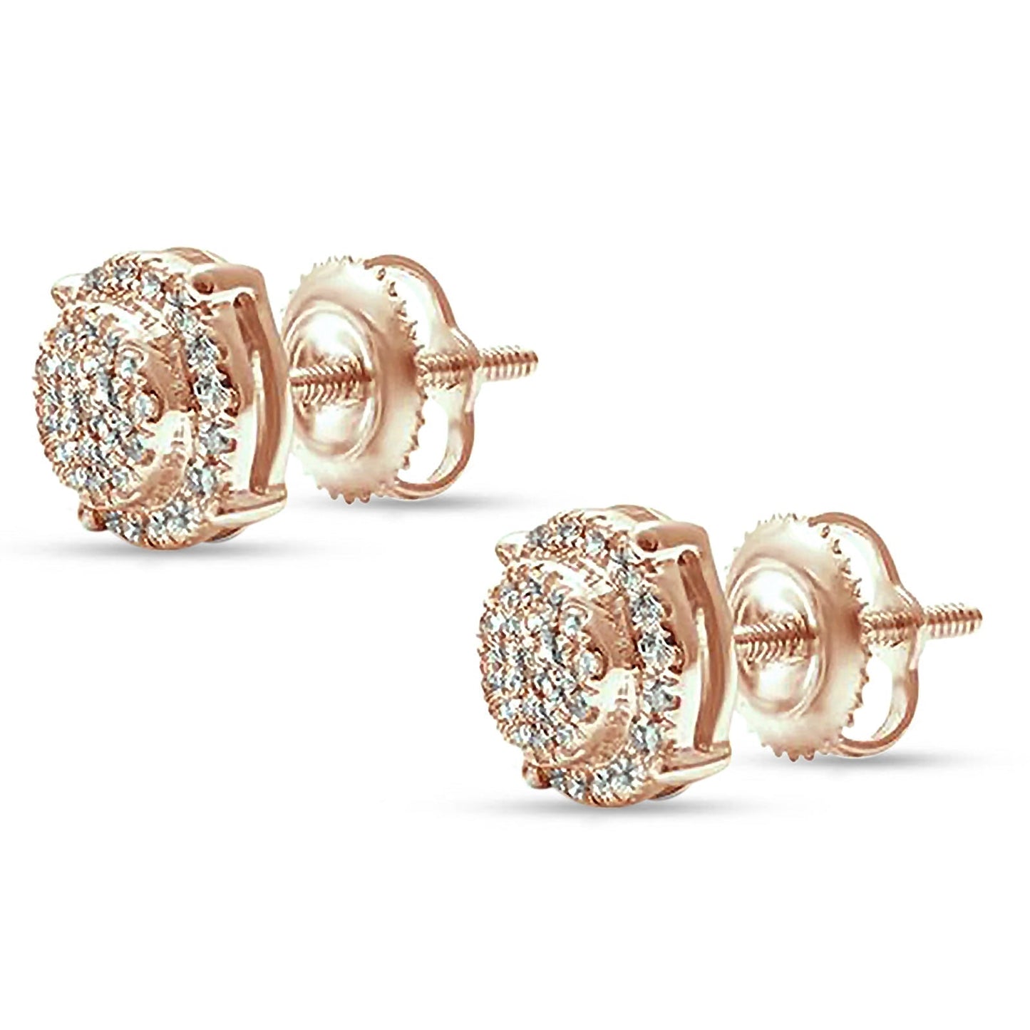 14kt Solid Rose Gold Round Diamond Cluster Stud Earrings Wholesale