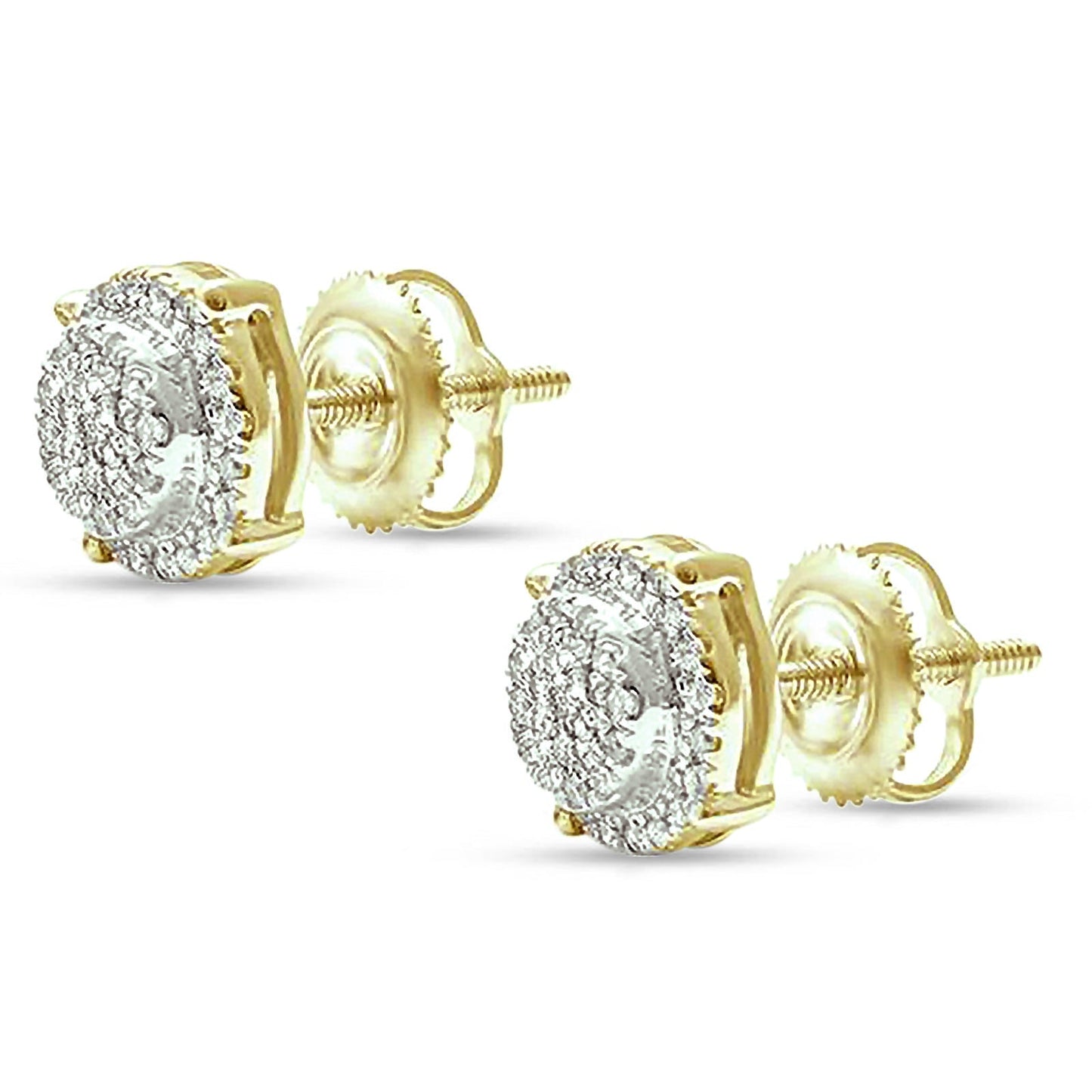 14kt Solid Yellow Gold Round Diamond Cluster Stud Earrings Wholesale