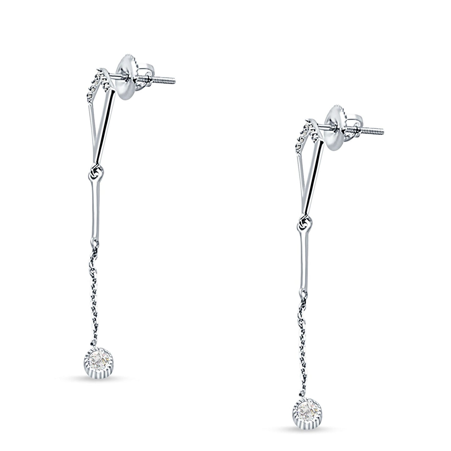 14kt Solid White Gold Diamond Drop Dangle Trendy Earrings Wholesale