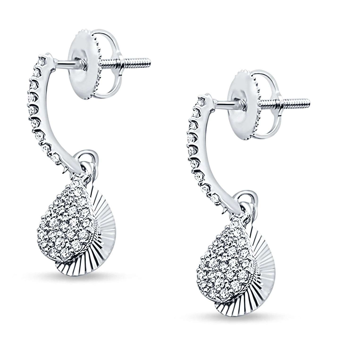 14k Solid White Gold Drop Dangle Studs Diamond Earrings Wholesale