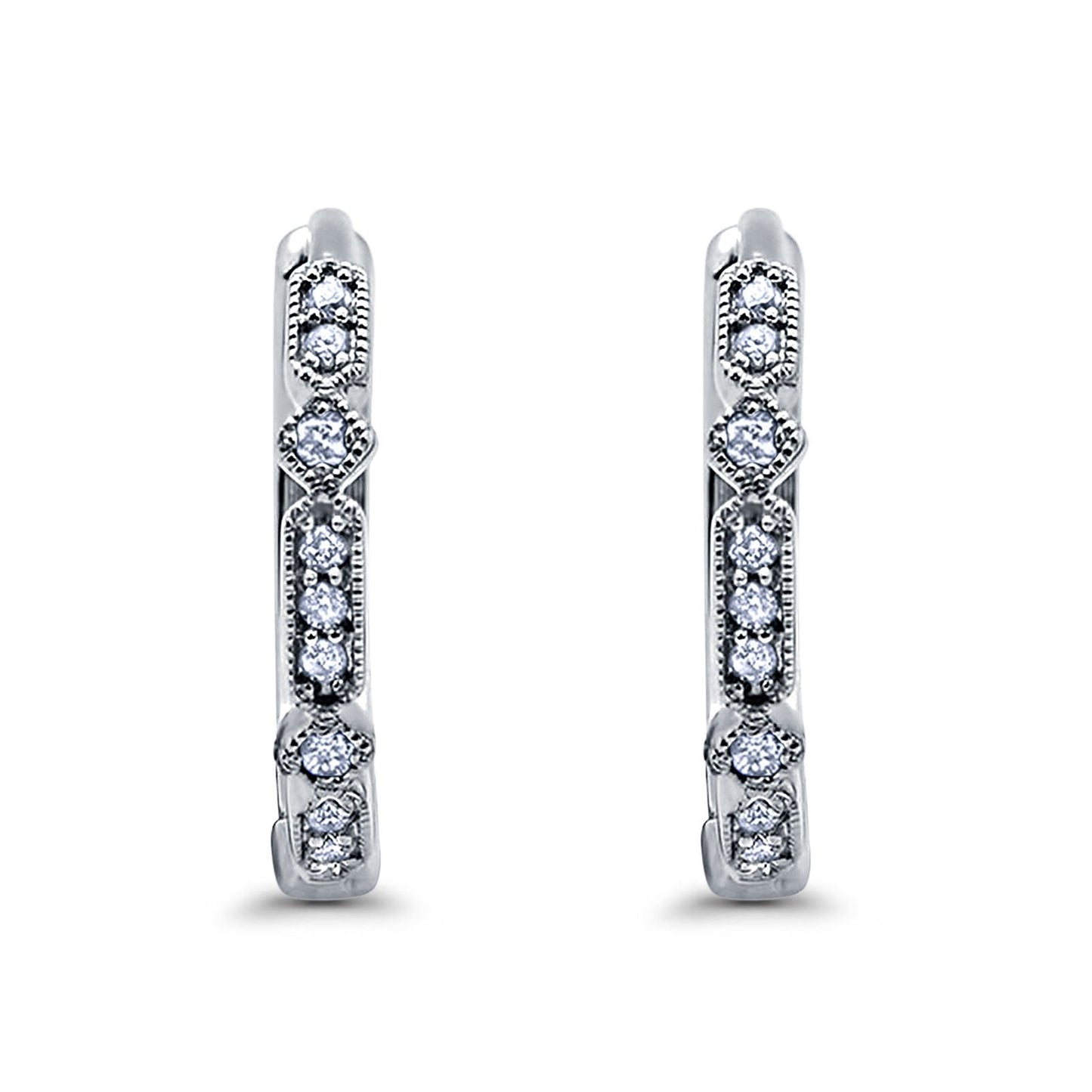 14K White Gold .09 Carat Diamond Earrings