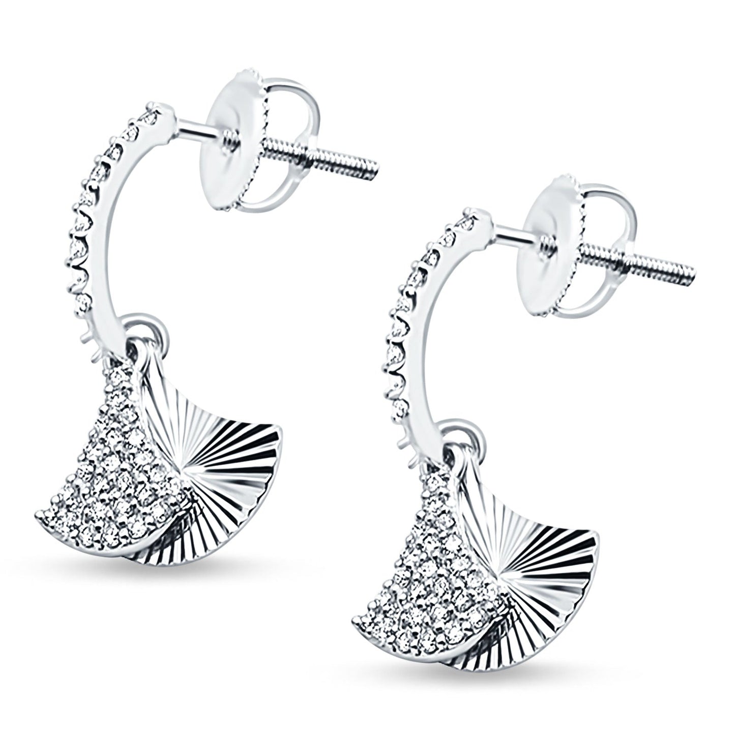 14k Solid White Gold Drop Dangle Stud Diamond Earrings Wholesale