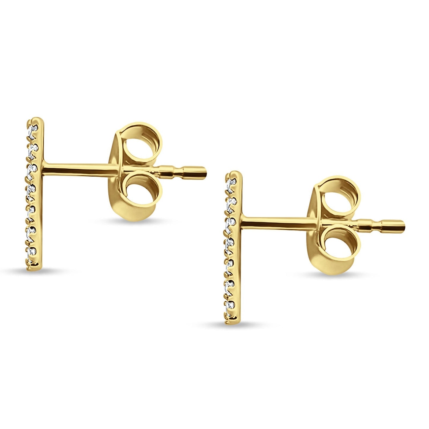 14kt Solid Gold Yellow Diamond Line Modern Tracy Stud Earrings Wholesale