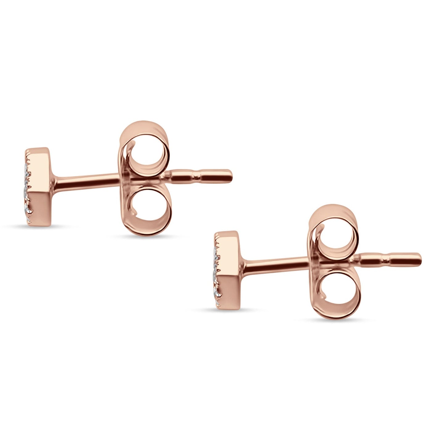 Diamond Stud Earrings Minimalist Hexagon 14K Rose Gold 0.08ct Wholesale