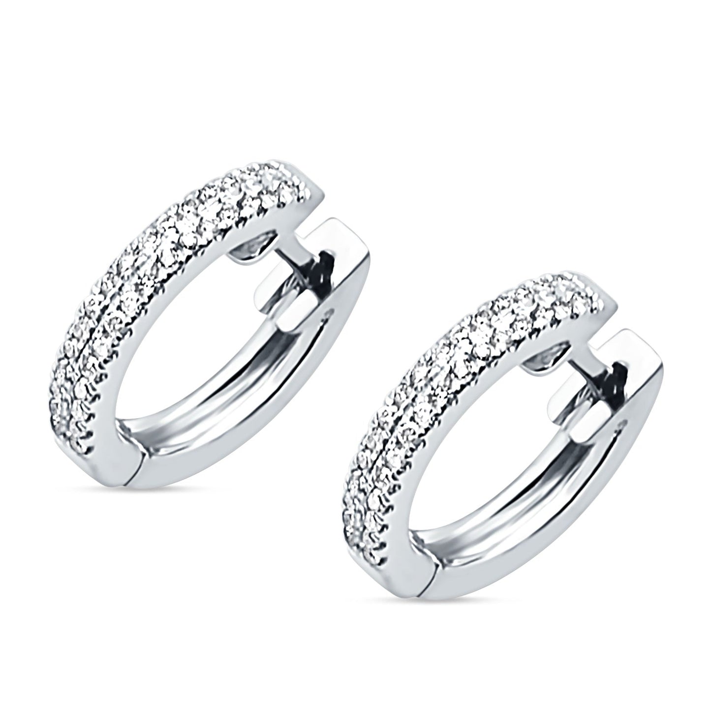 Diamond Huggie Hoop Earrings Trendy 14K White Gold 0.13ct Wholesale