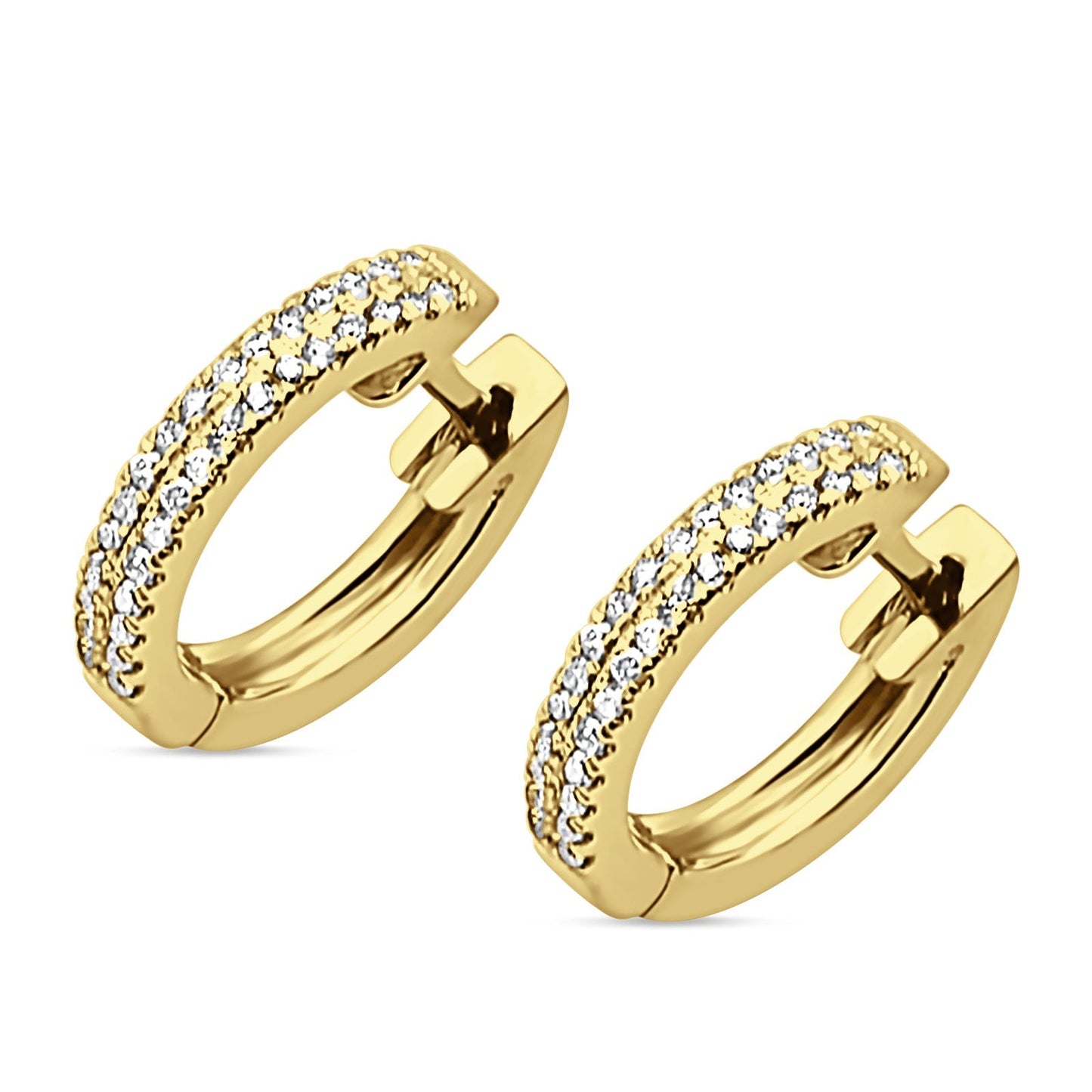 Diamond Huggie Hoop Earrings Trendy 14K Yellow Gold 0.13ct Wholesale