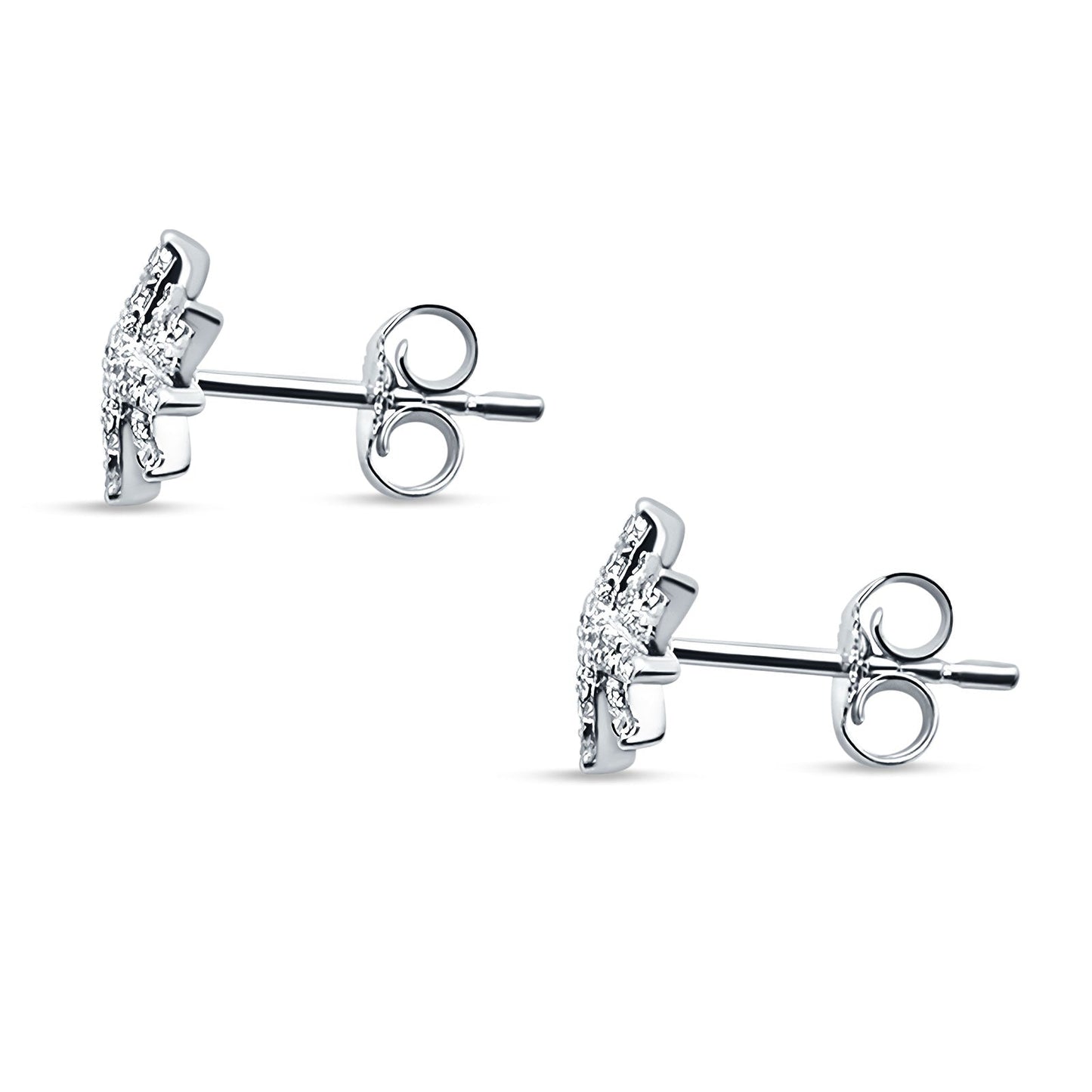 Starburst Diamond Stud Earrings Trendy 14K White Gold 0.24ct Wholesale