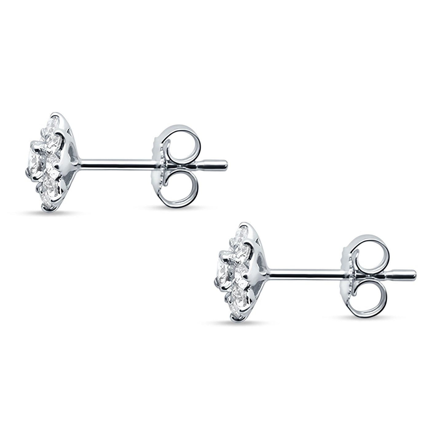 Diamond Flower Stud Earrings 14K White Gold 0.54ct Wholesale