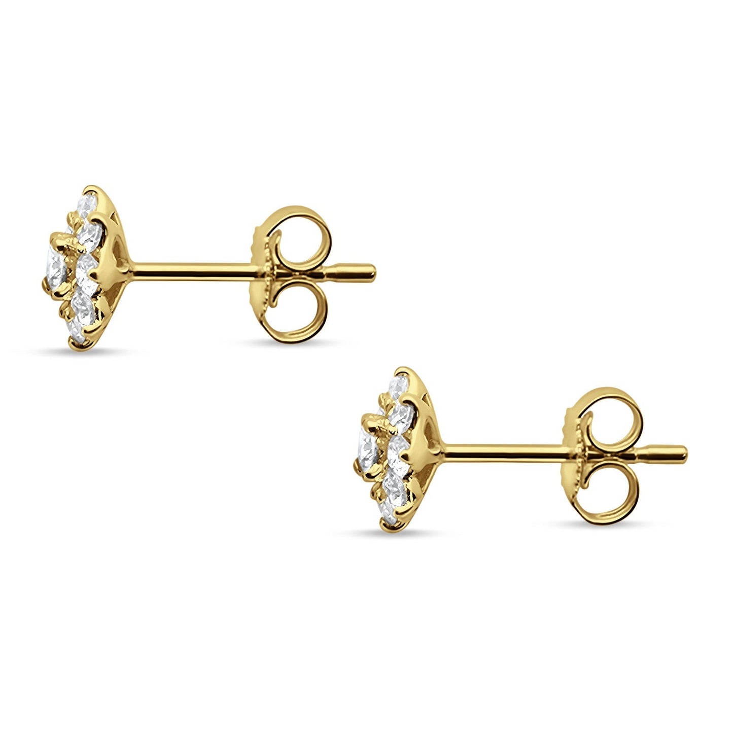 Diamond Flower Stud Earrings 14K Yellow Gold 0.54ct Wholesale