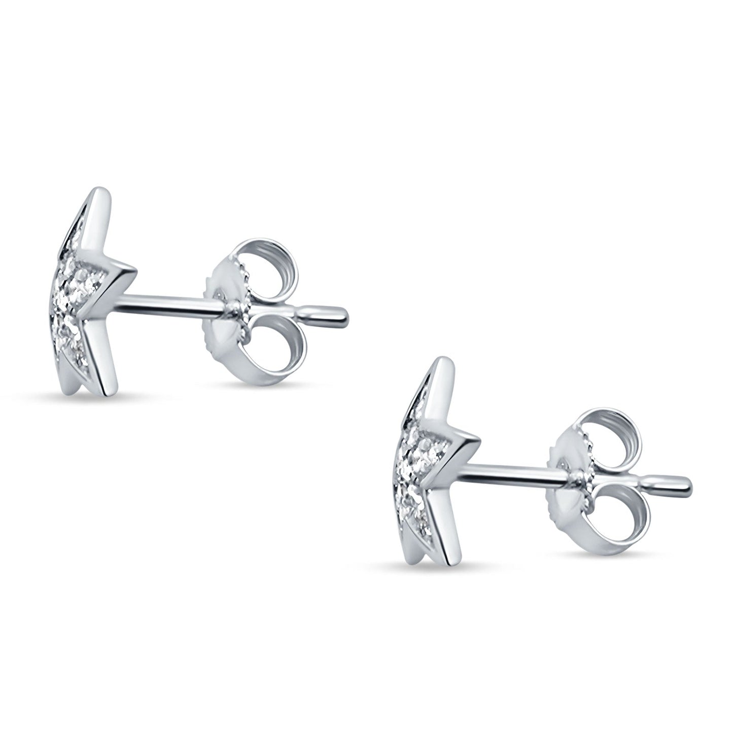 Star Diamond Stud Earring 14K White Gold 0.12ct Wholesale