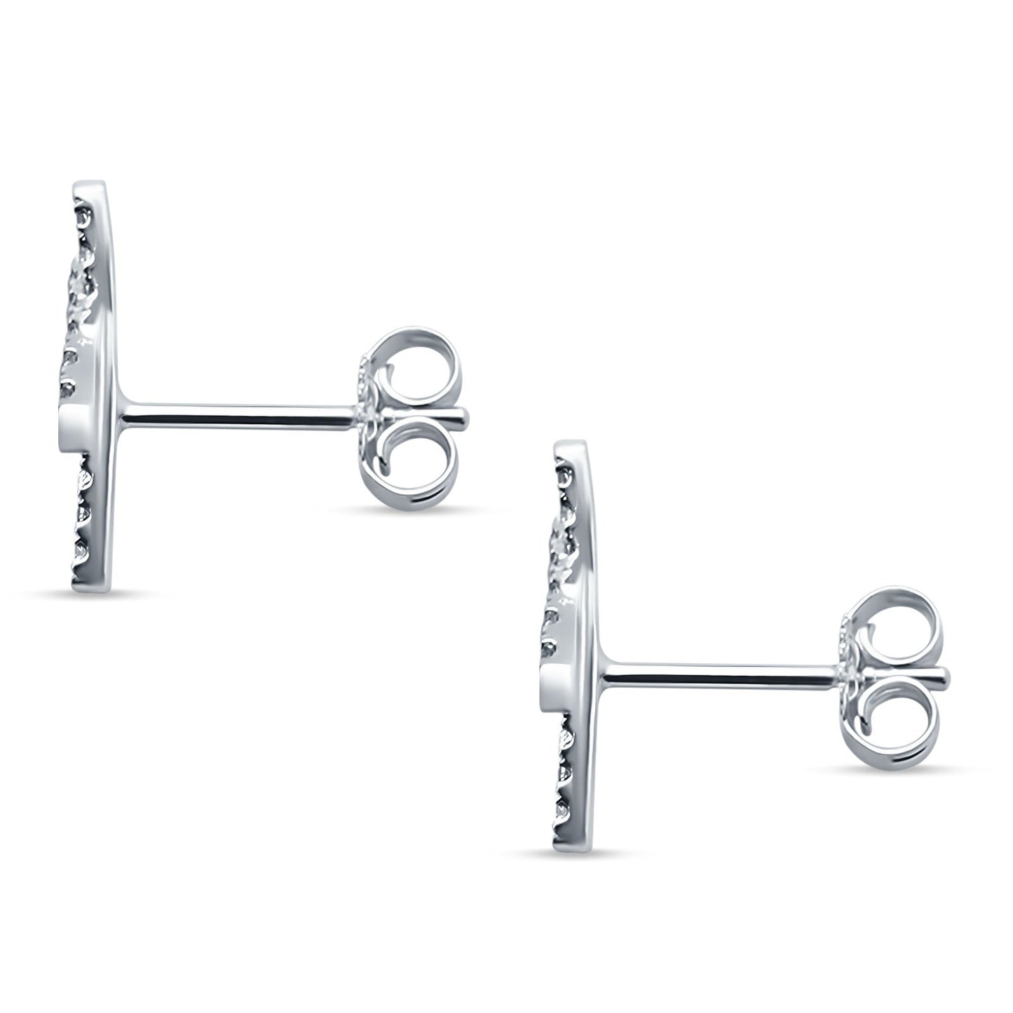 Diamond Stud Earring X Crisscross 14K White Gold 0.16ct Wholesale