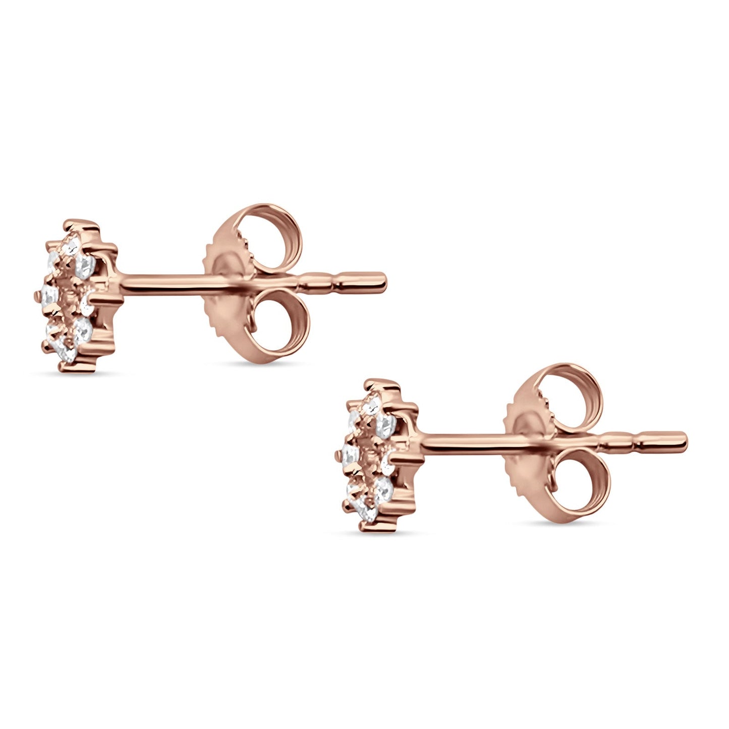 Floral Open Circle Diamond Stud Earring 14K Rose Gold 0.15ct Wholesale