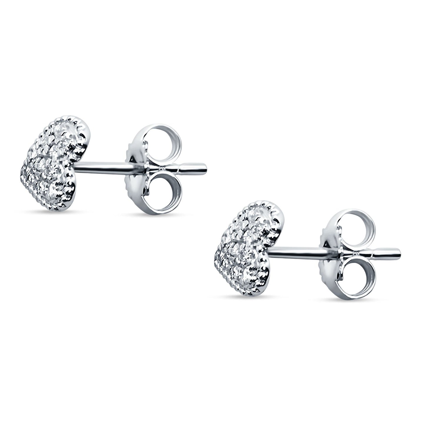 Asymmetrical Heart Diamond Stud Earring 14K White Gold 0.13ct Wholesale