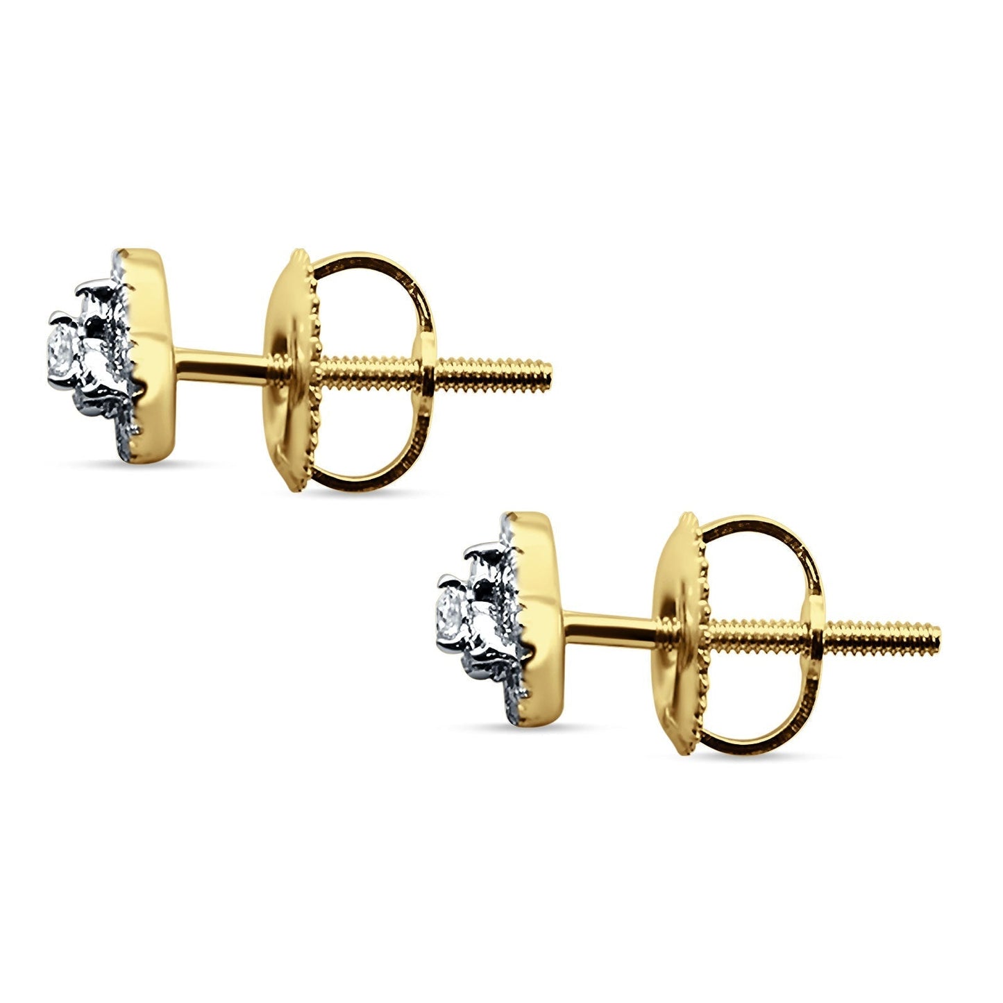 Heart Shaped Diamond Stud Earring Cluster 14K Yellow Gold 0.12ct Wholesale