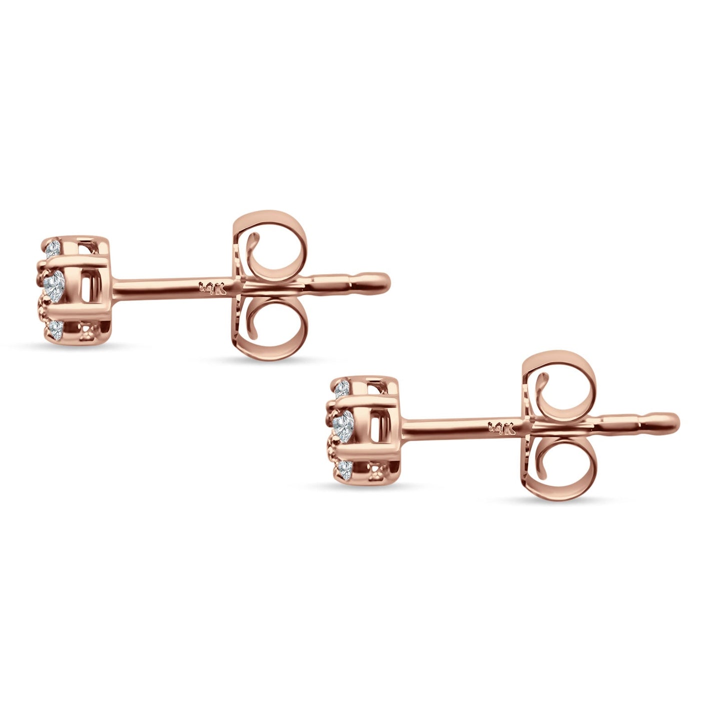 Cluster Flower Diamond Stud Earring 14K Rose Gold 0.15ct Wholesale