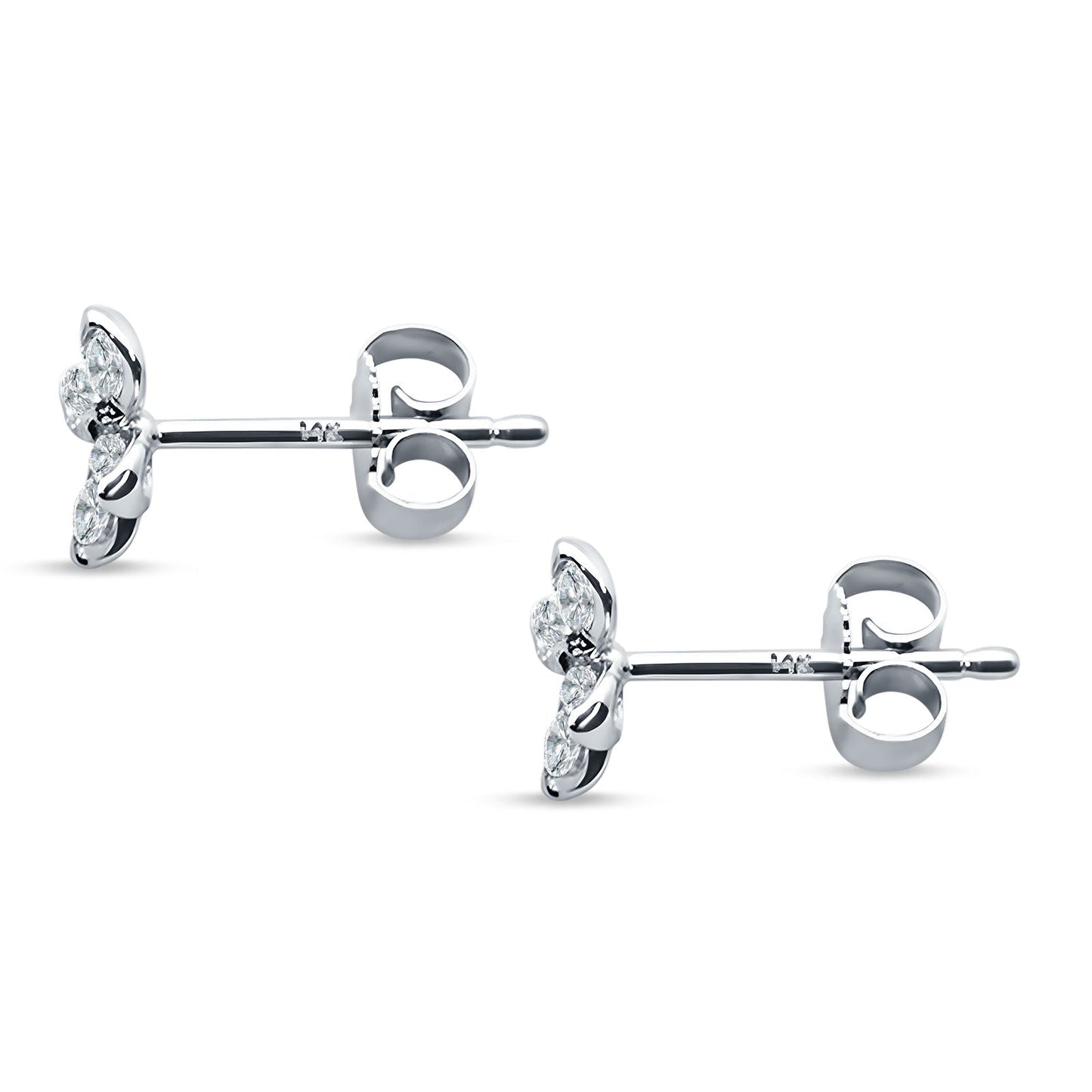 Minimalist Flower Diamond Stud Earrings 14K White Gold 0.25ct Wholesale