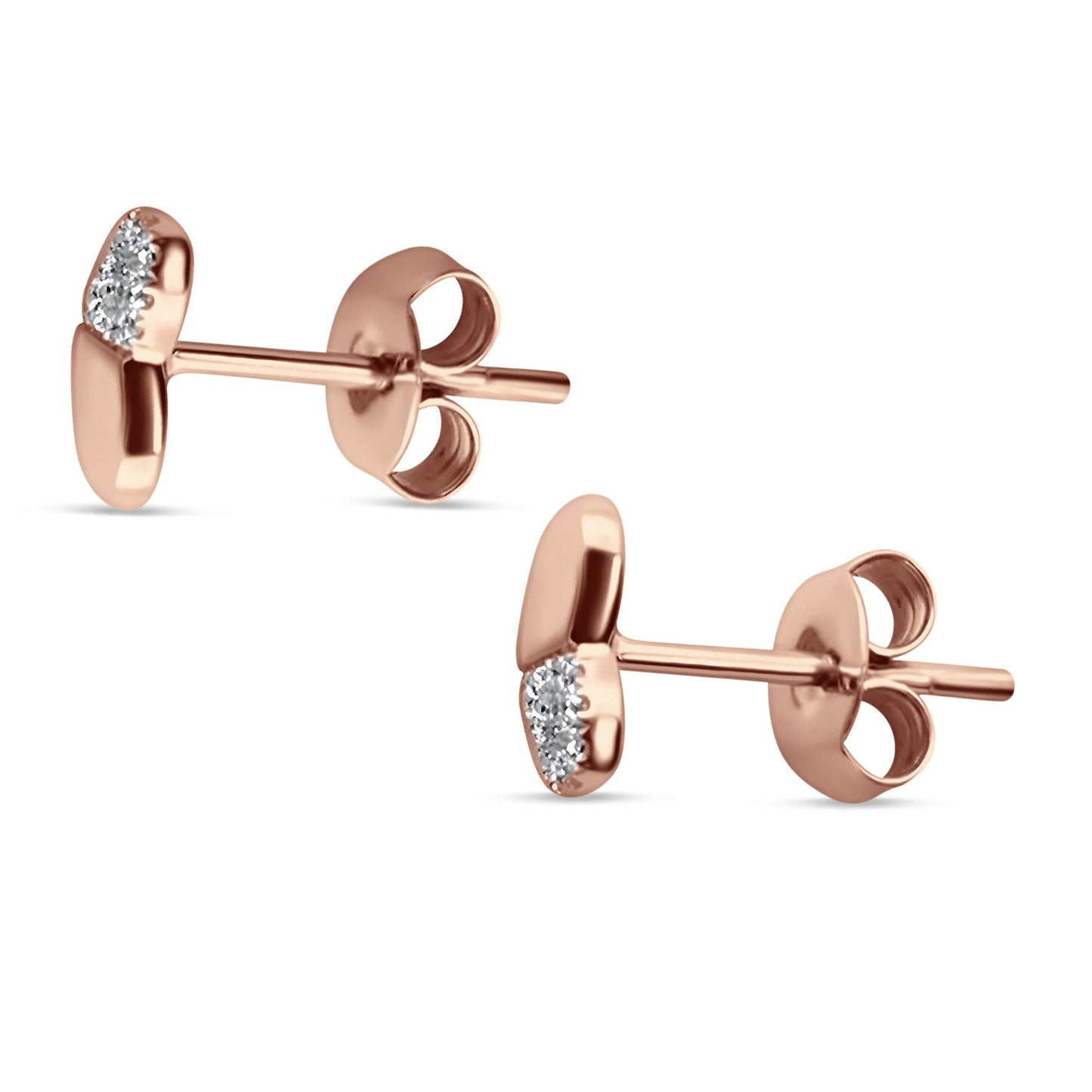 Diamond Heart Stud Earrings Half Filled 14K Rose Gold 0.07ct Wholesale