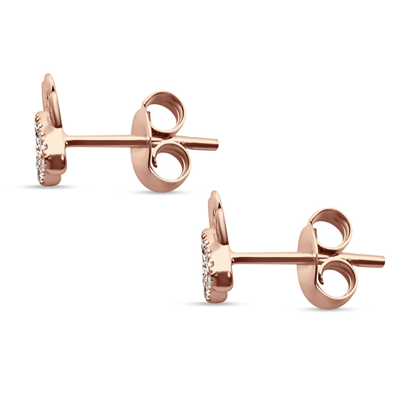 Diamond Paw Print Stud Earrings 14K Rose Gold 0.08ct Wholesale