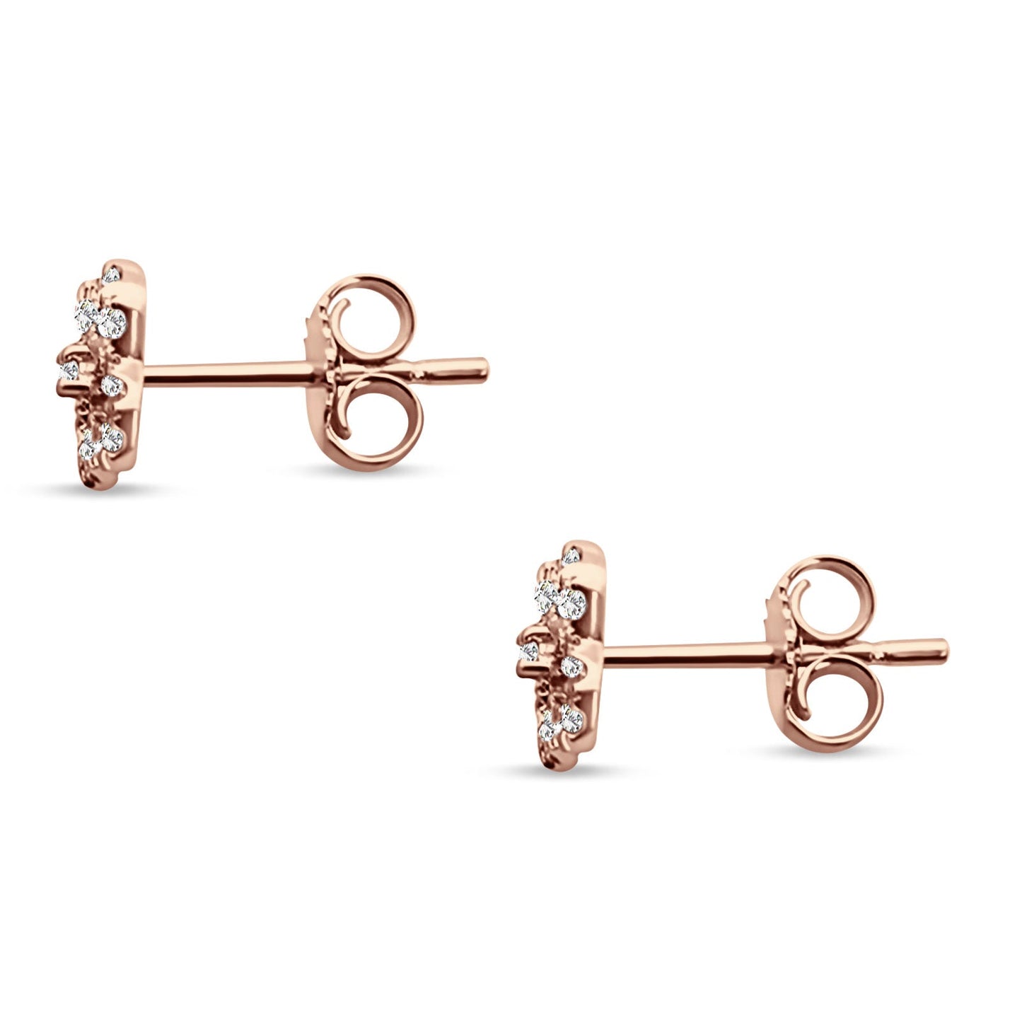 Diamond Clover Stud Earrings 14K Rose Gold 0.17ct Wholesale