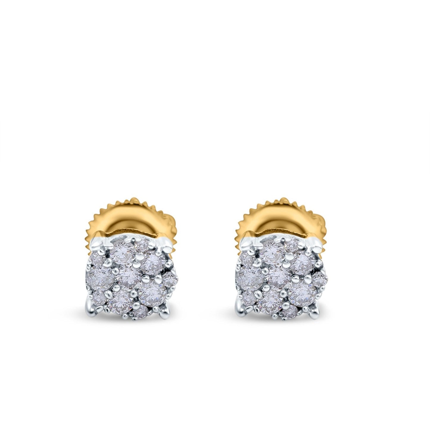 14K Yellow Gold .24ct G SI Micro Pave Diamond Stud Earrings