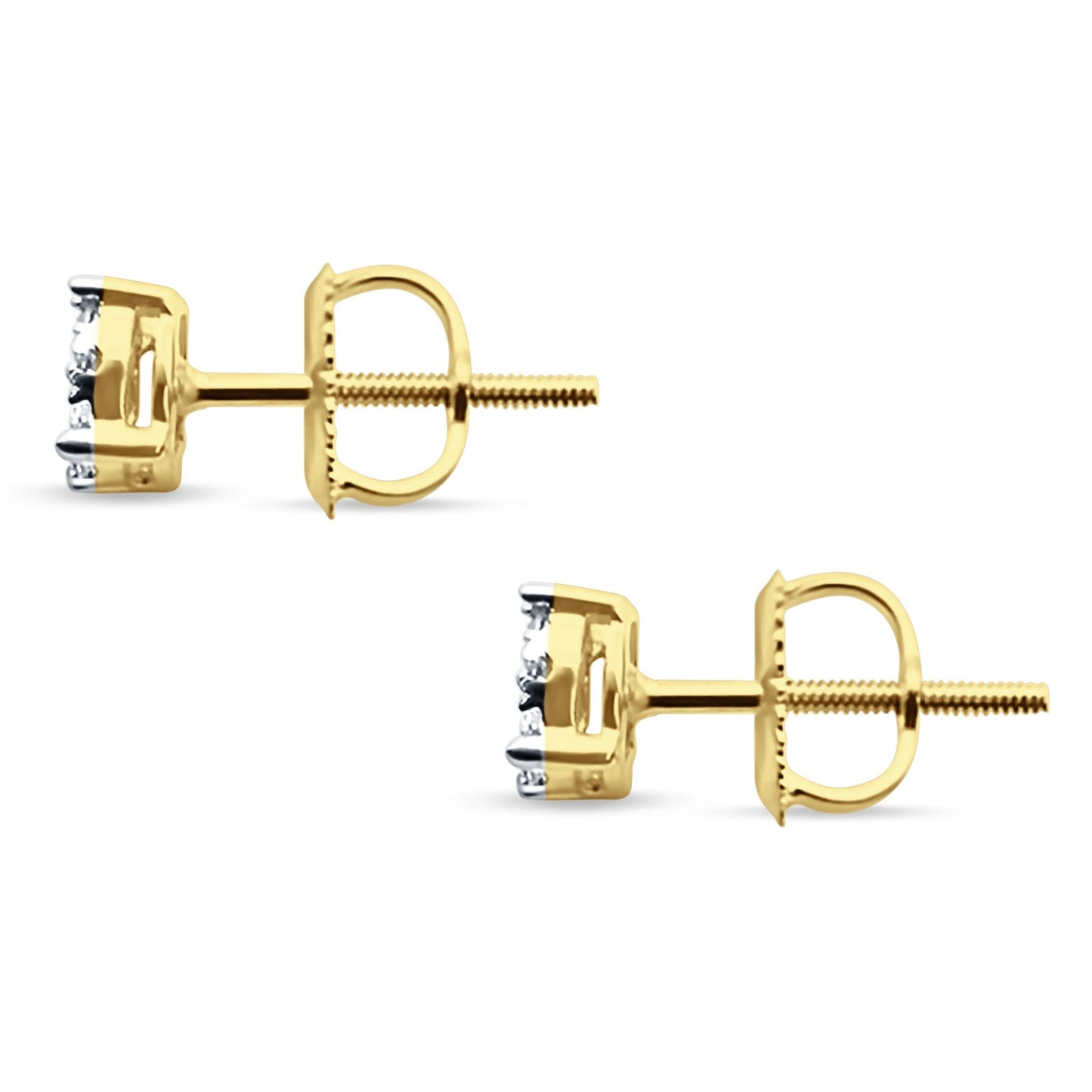 Solid 14K Yellow Gold 5mm Micro Pave Brilliant Round Diamond Screw Back Stud Earrings Wholesale