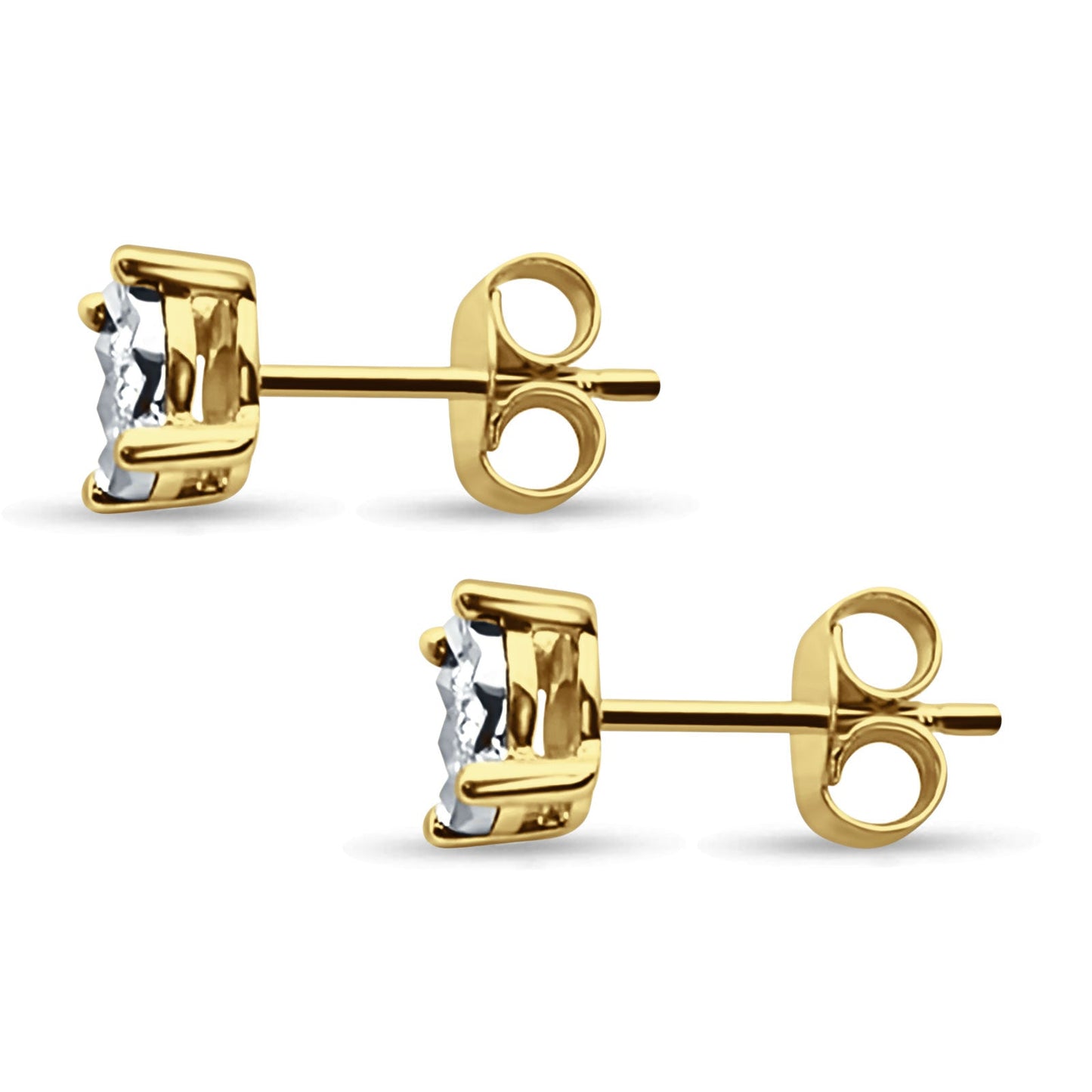 14K Solid Yellow Gold Diamond Stud Earrings Wholesale