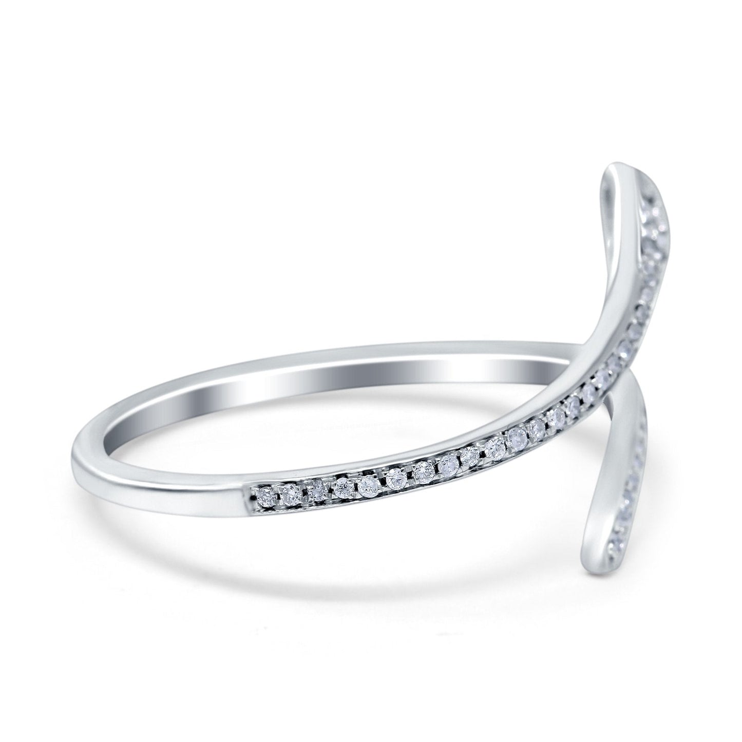 14K White Gold 0.10ct Round 3mm G SI Diamond Petite Dainty Snake Eternity Band Engagement Wedding Ring